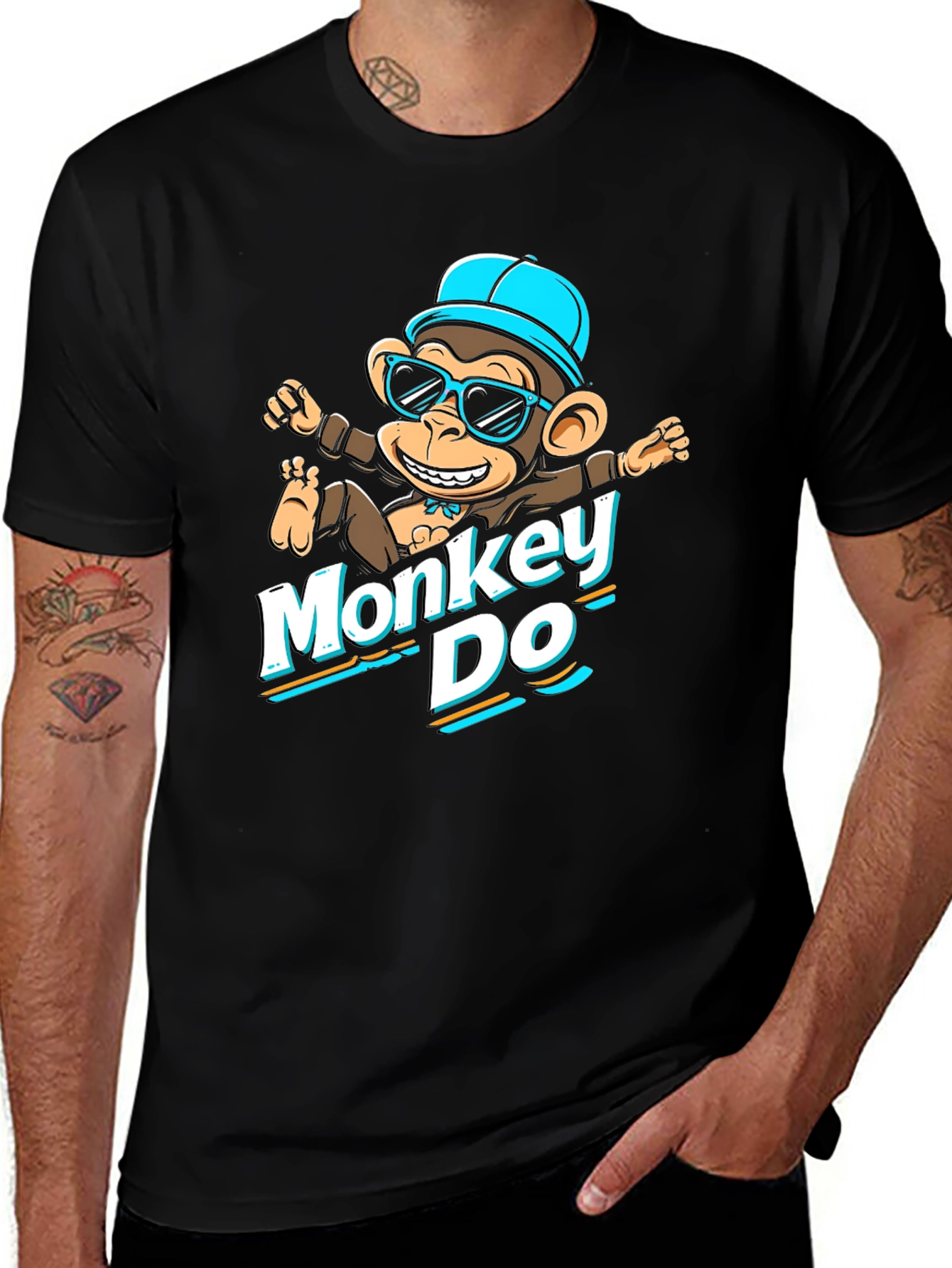 Variant 9 of Monkey Do Graphic Tee - Black Cotton T-Shirt