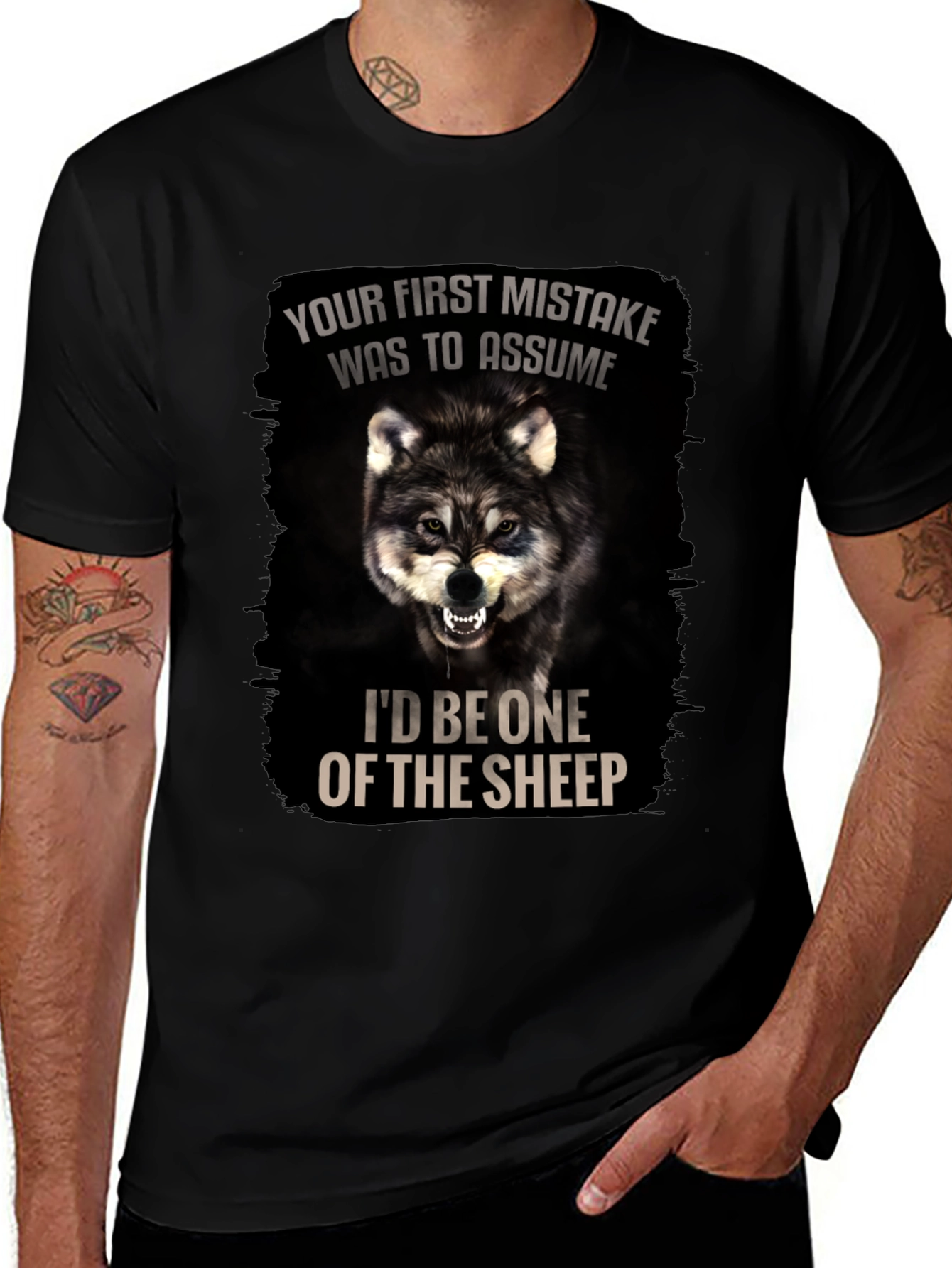 Variant 17 of Wolf Graphic T-Shirt: Your First Mistake Was To Assume