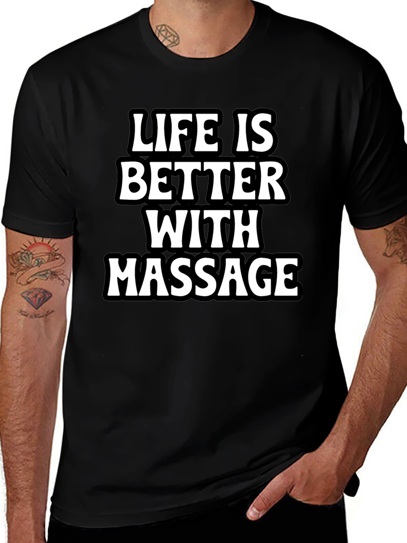 Life Is Better With Massage Black T-Shirt