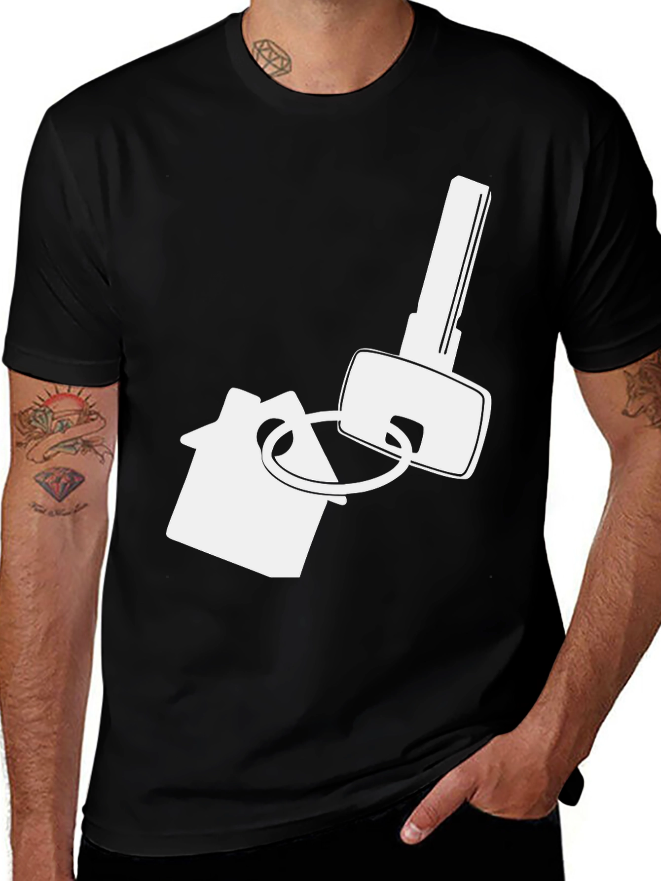 House Key Graphic Tee - Black Cotton T-Shirt