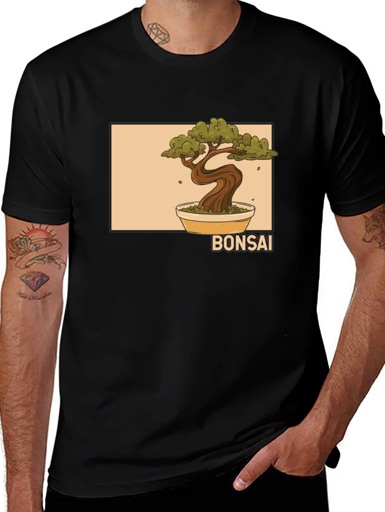 Variant 28 of Bonsai Tree Graphic Black T-Shirt