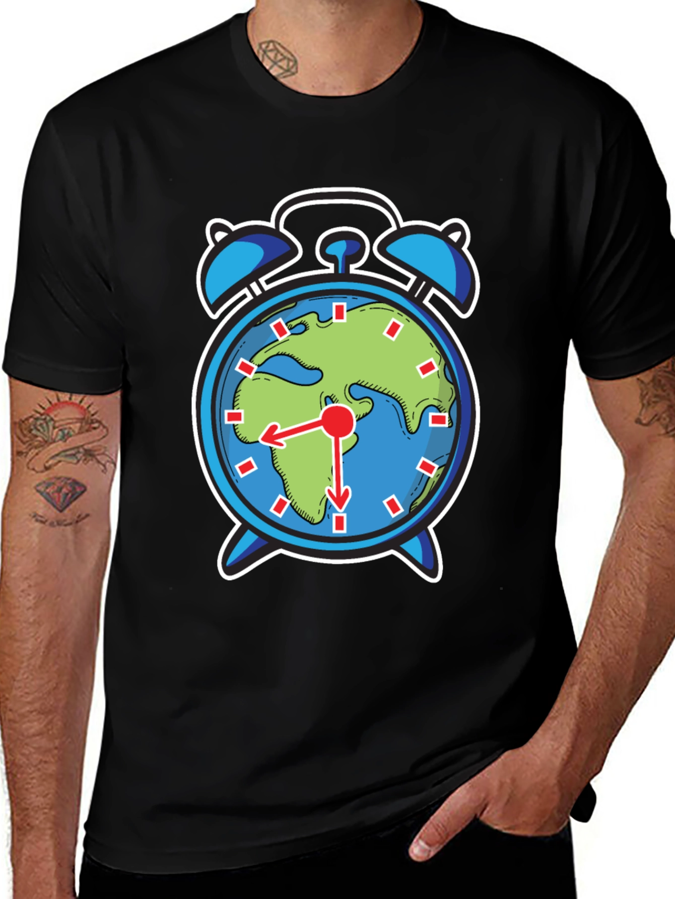 Variant 15 of Earth Alarm Clock Graphic Tee - Time to Act!