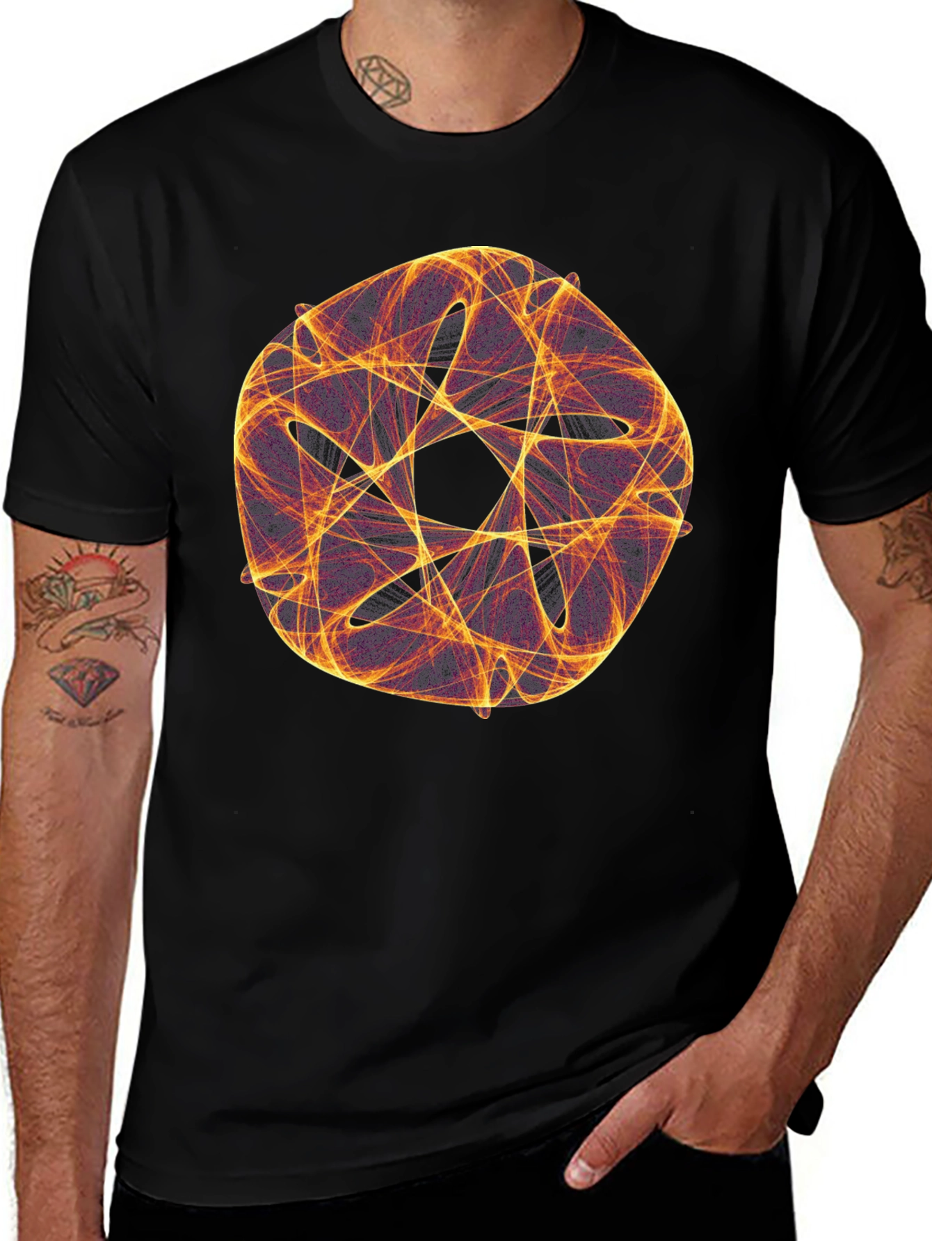 Variant 10 of Abstract Geometric Graphic Print Black T-Shirt