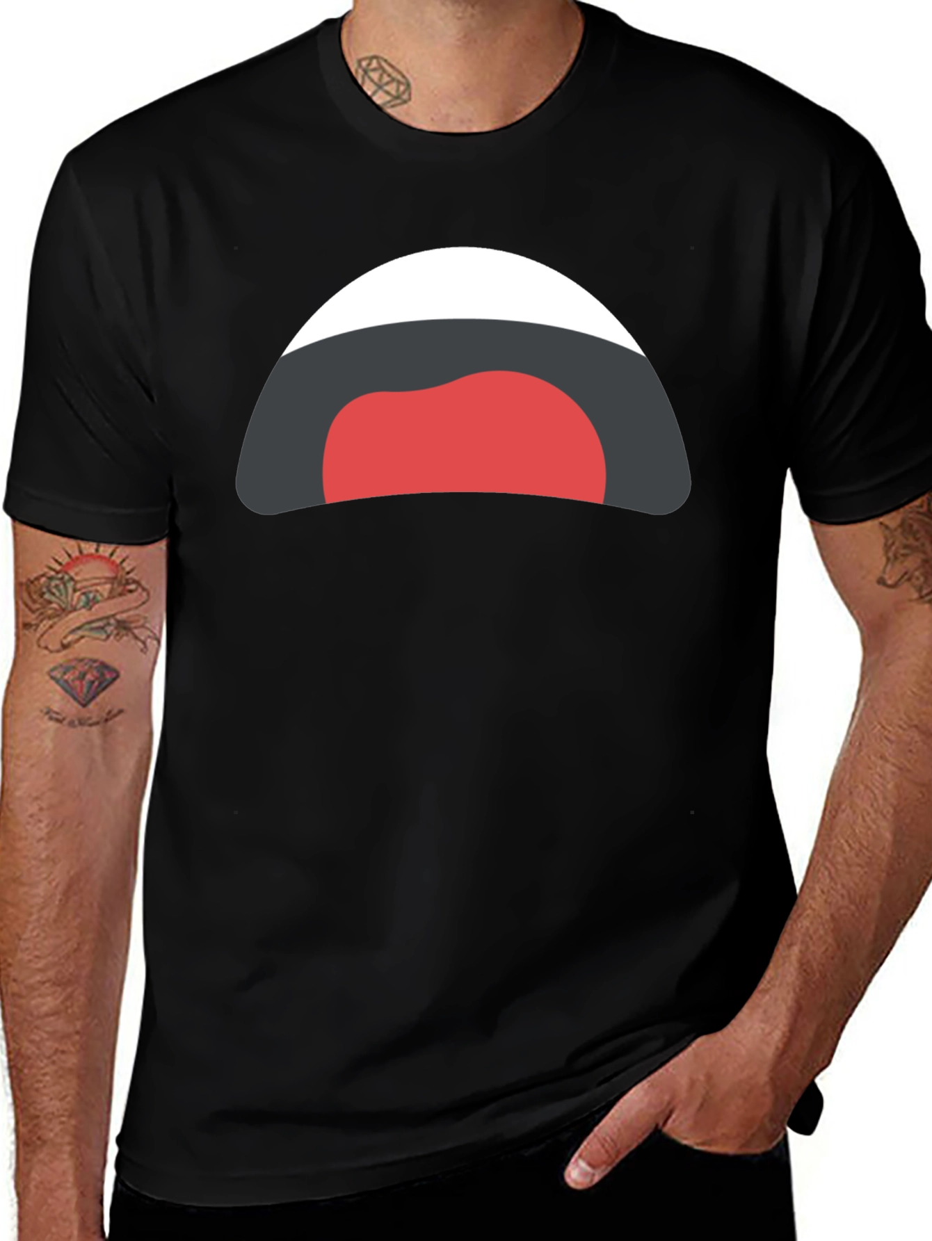 Variant 29 of Funny Cartoon Mouth Black T-Shirt