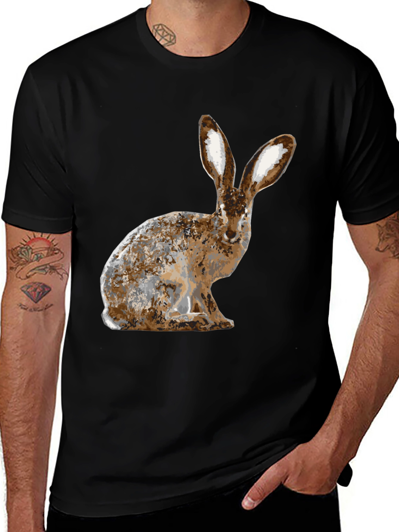 Variant 27 of Rabbit Graphic Black T-Shirt