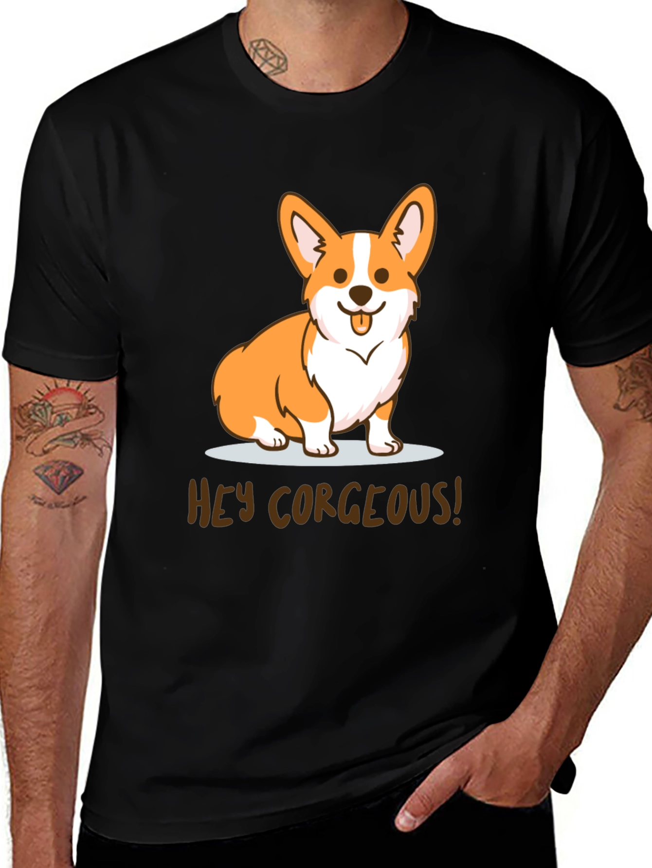 Variant 19 of Hey Corgeous! Corgi Cartoon Graphic Tee