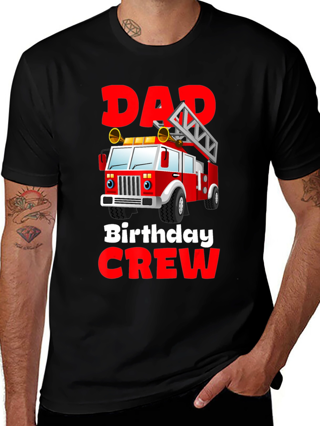 Dad Birthday Crew Firetruck T-Shirt