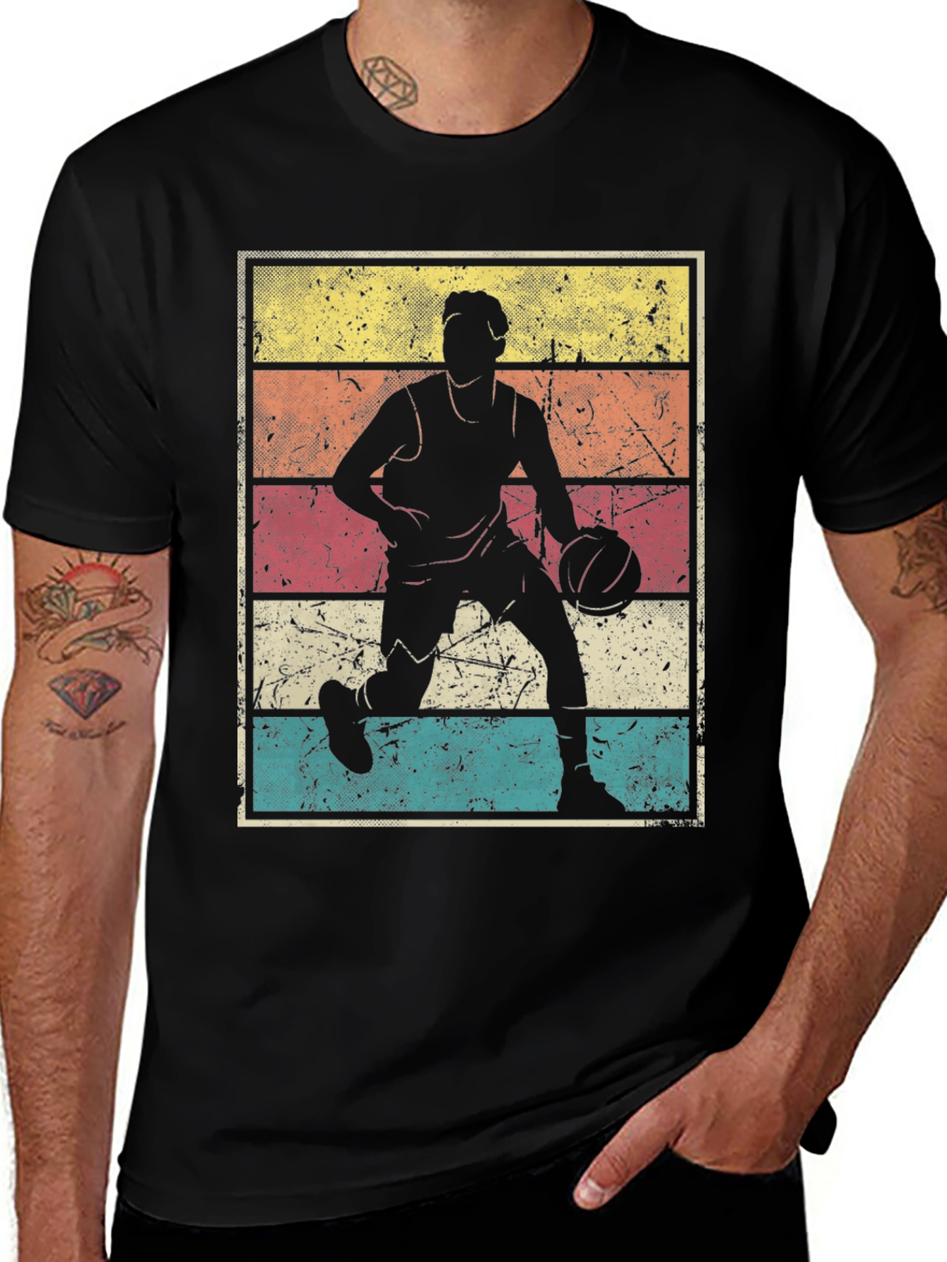 Variant 23 of Vintage Style Basketball Player T-Shirt