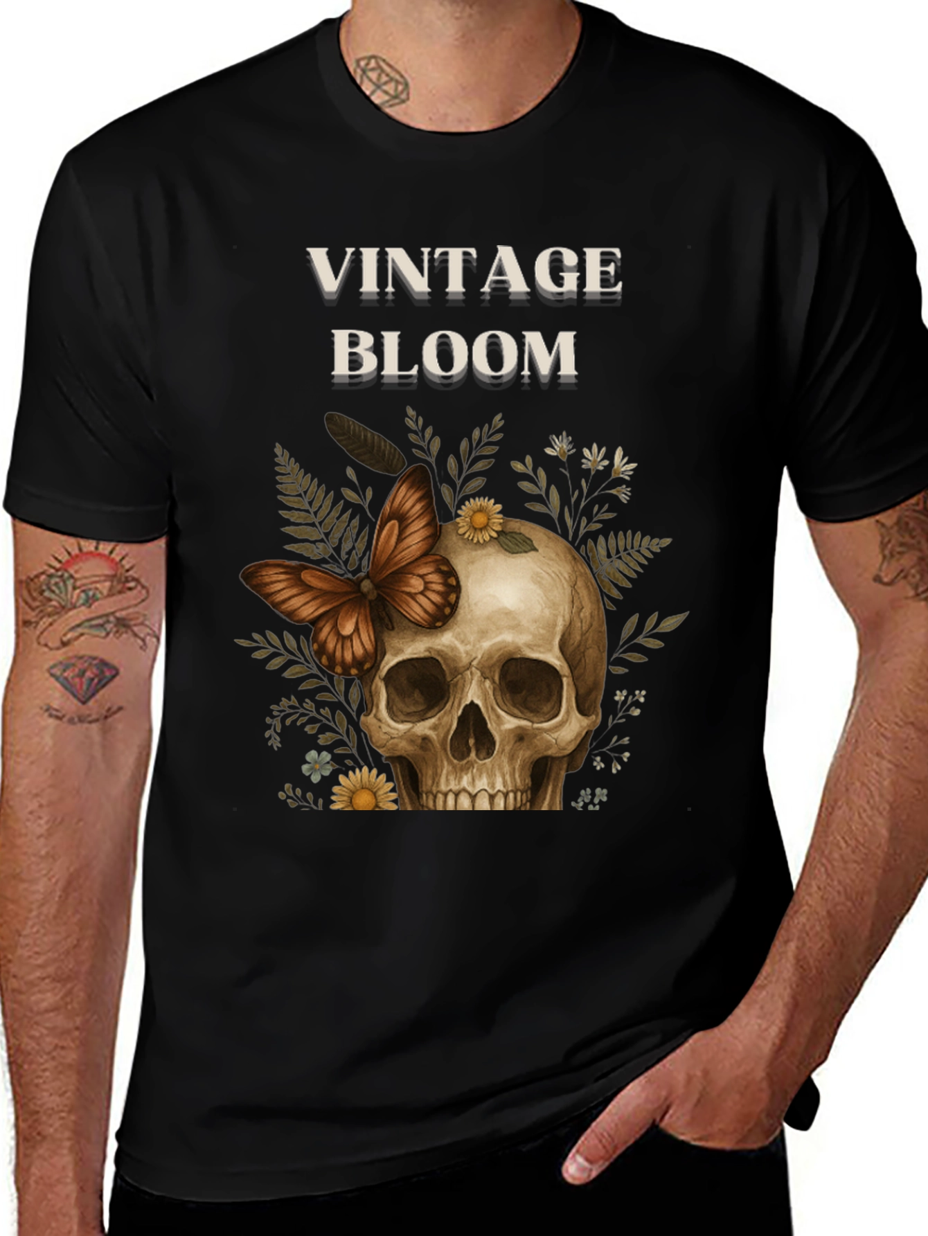 Variant 18 of Vintage Bloom Skull Graphic Tee