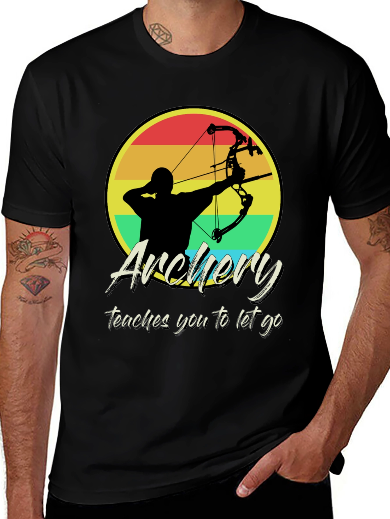Black Archery Teaches You To Let Go T-Shirt main image