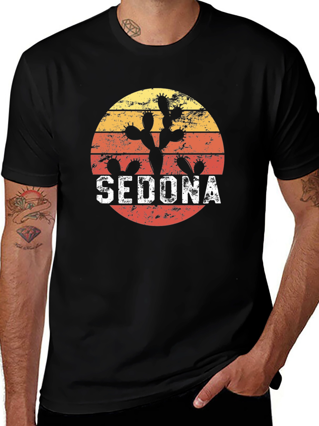 Variant 7 of Sedona Cactus Retro Sunset Graphic T-Shirt
