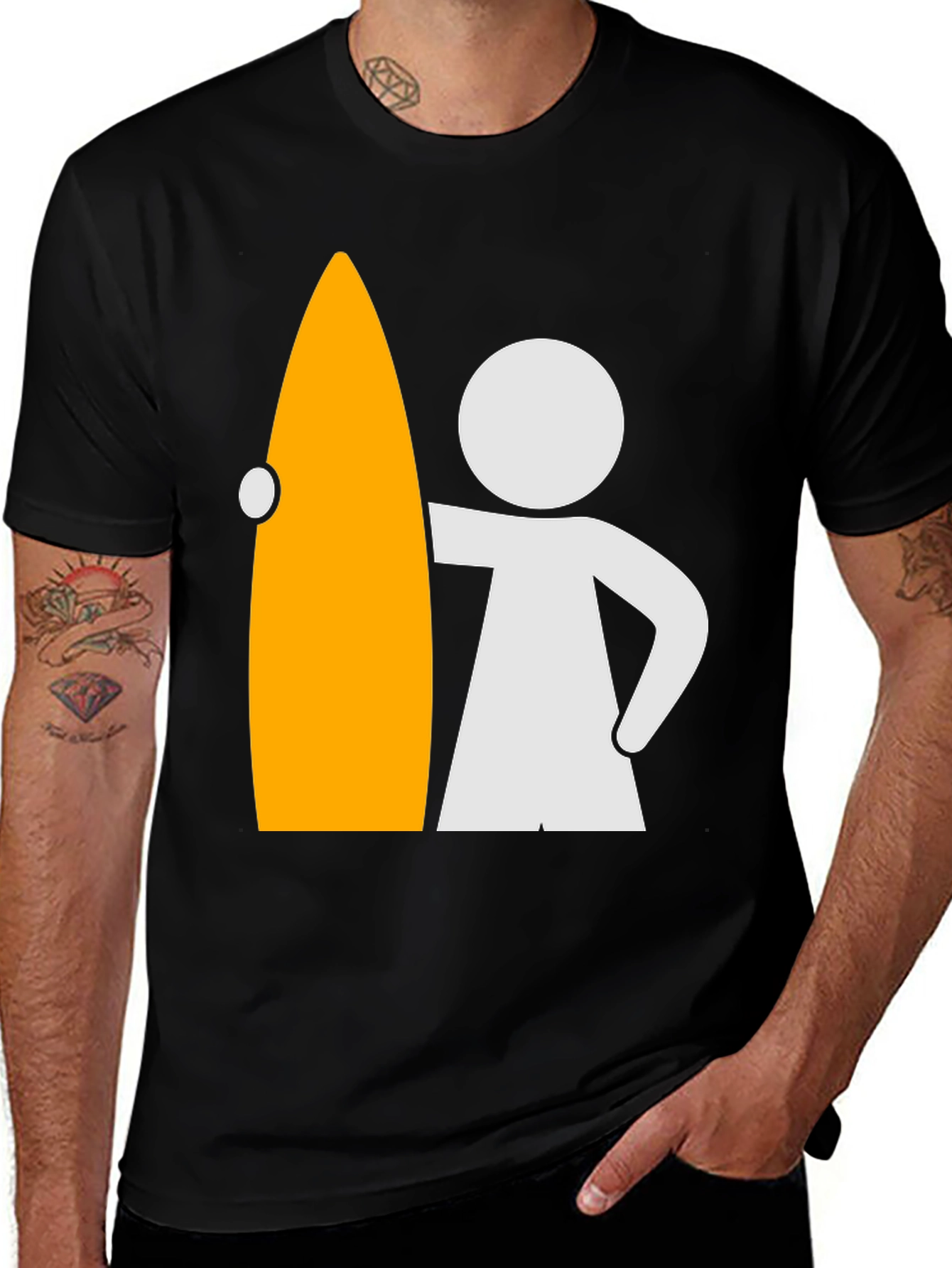 Variant 12 of Surf Dude Graphic Tee - Black Cotton Blend