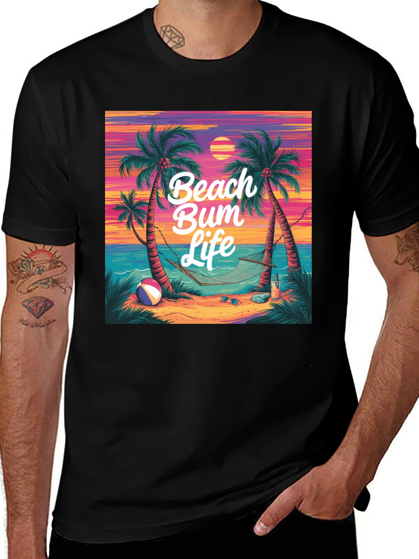 Variant 15 of Beach Bum Life T-Shirt - Tropical Vibes