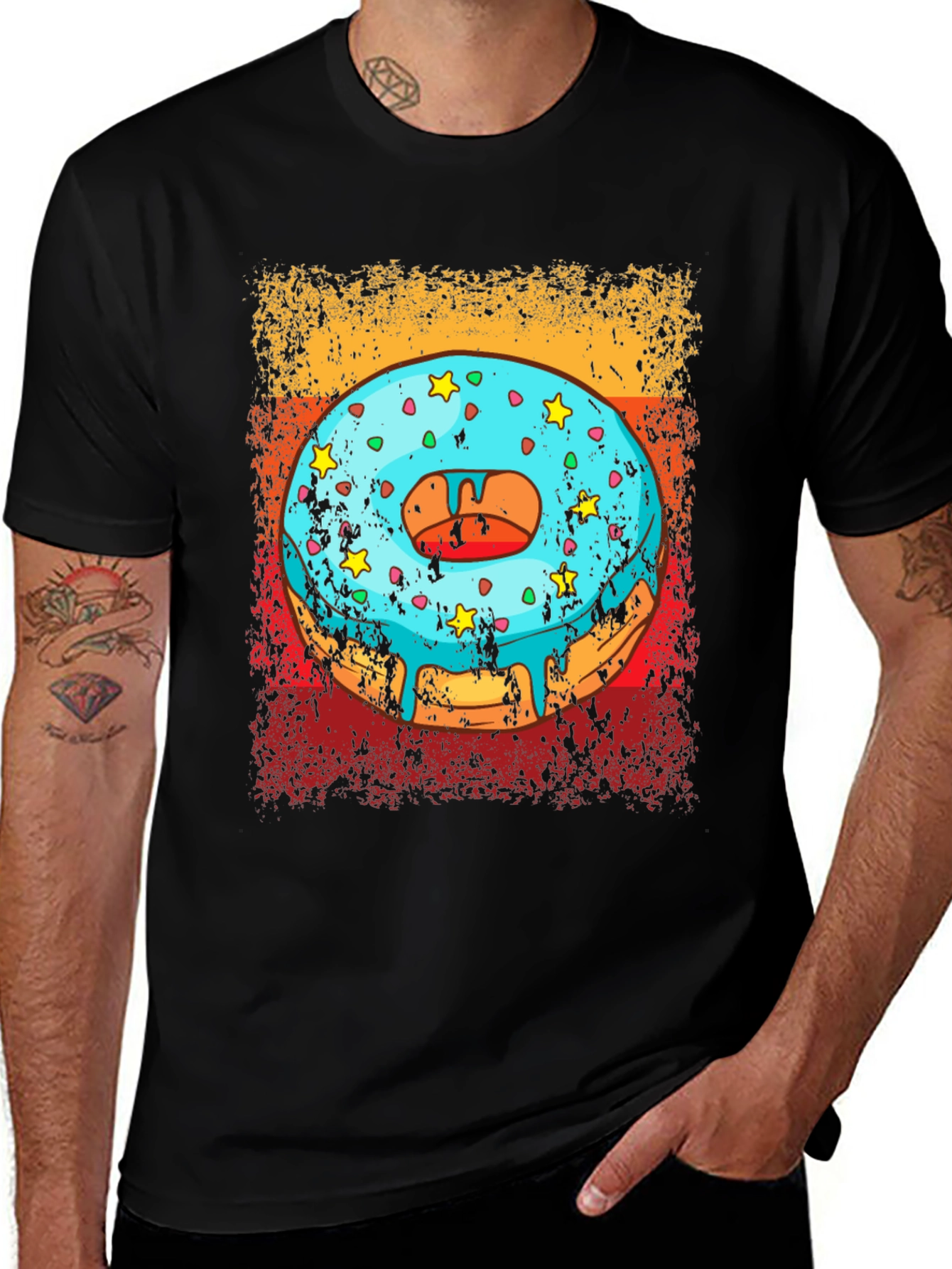 Black Donut Graphic Tee - Novelty T-Shirt main image