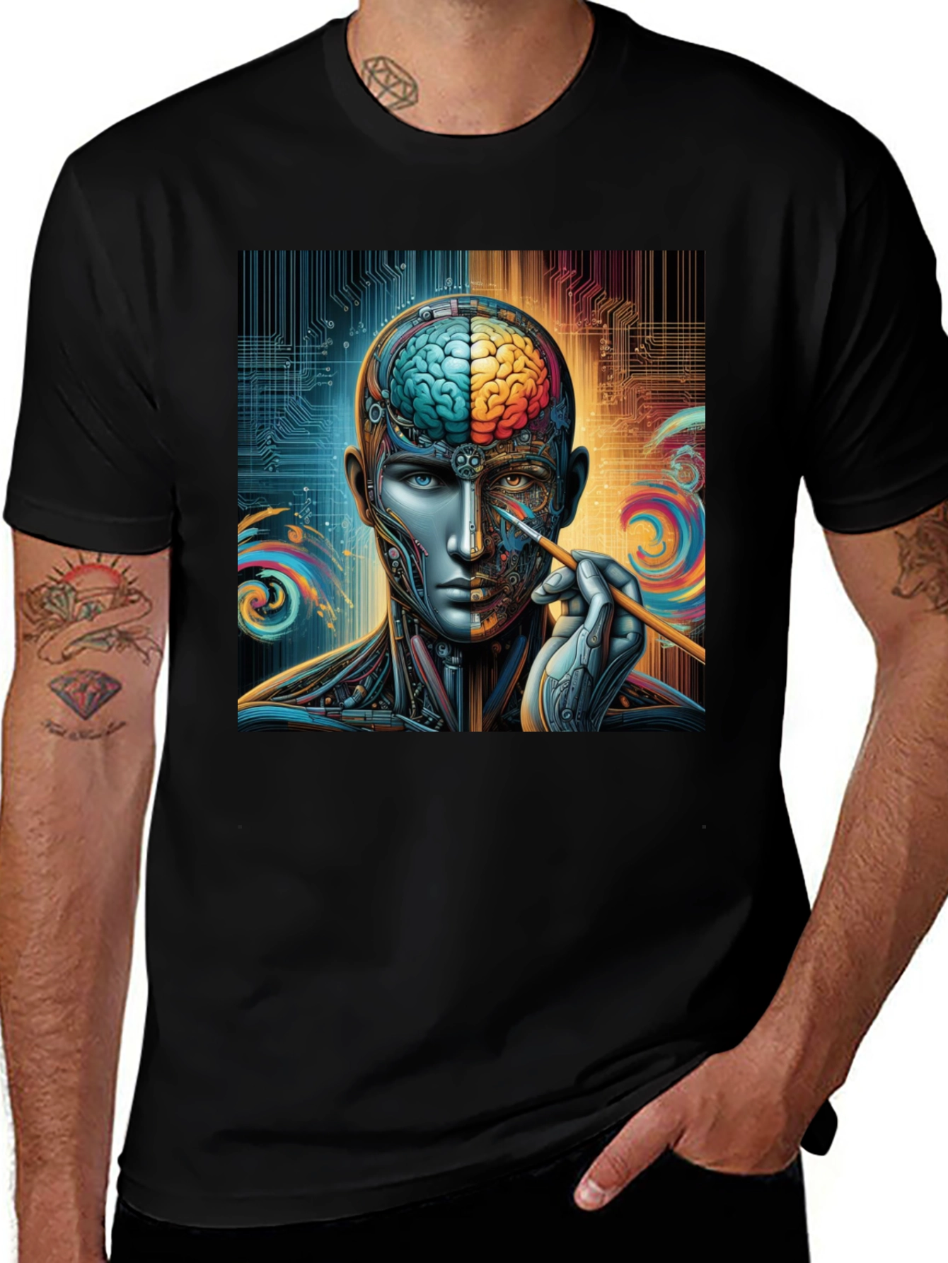 Variant 15 of Cyberpunk Brain Artist Graphic Tee