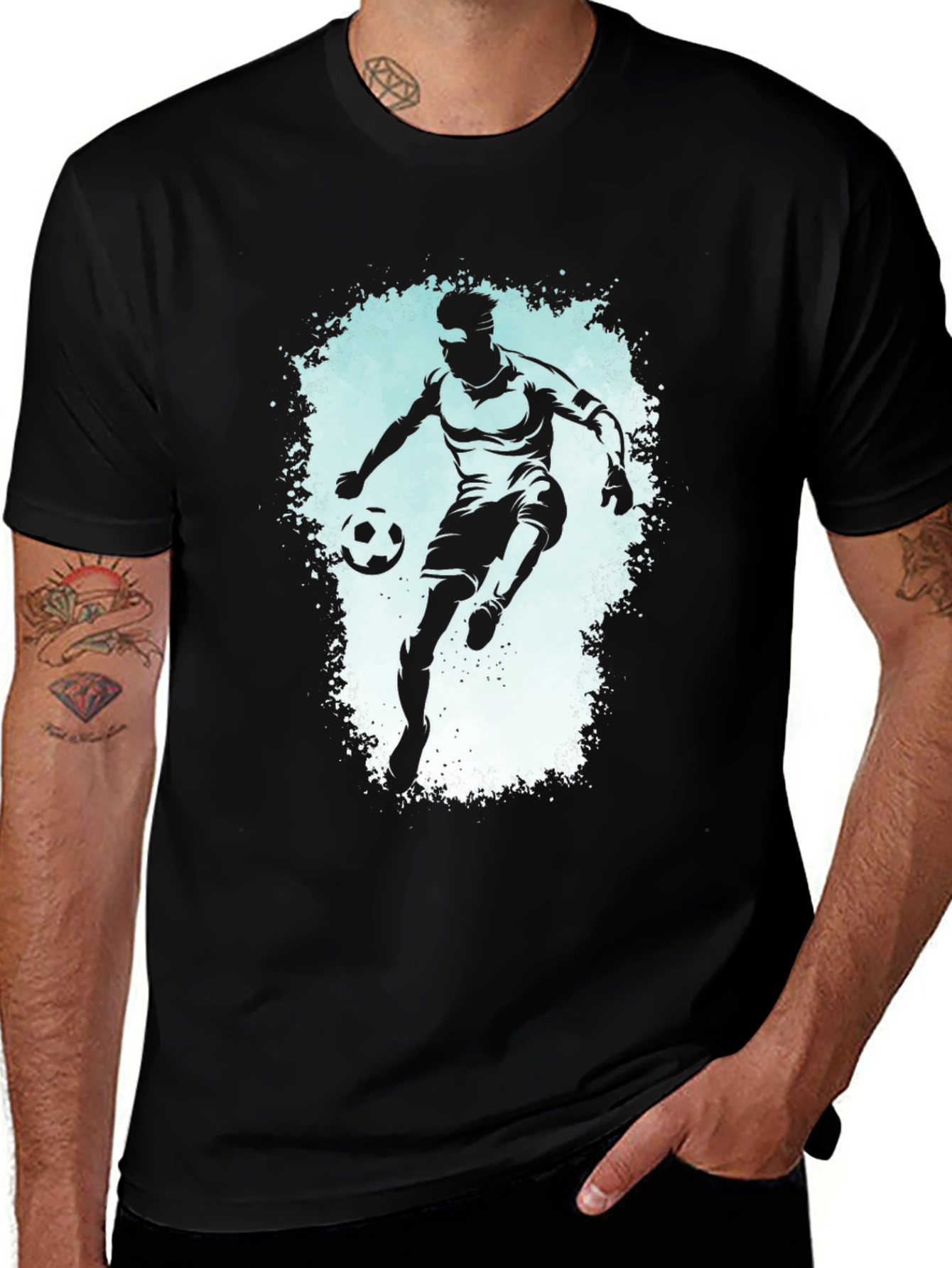 Variant 6 of Soccer Player Graphic Tee - Sporty Black T-Shirt