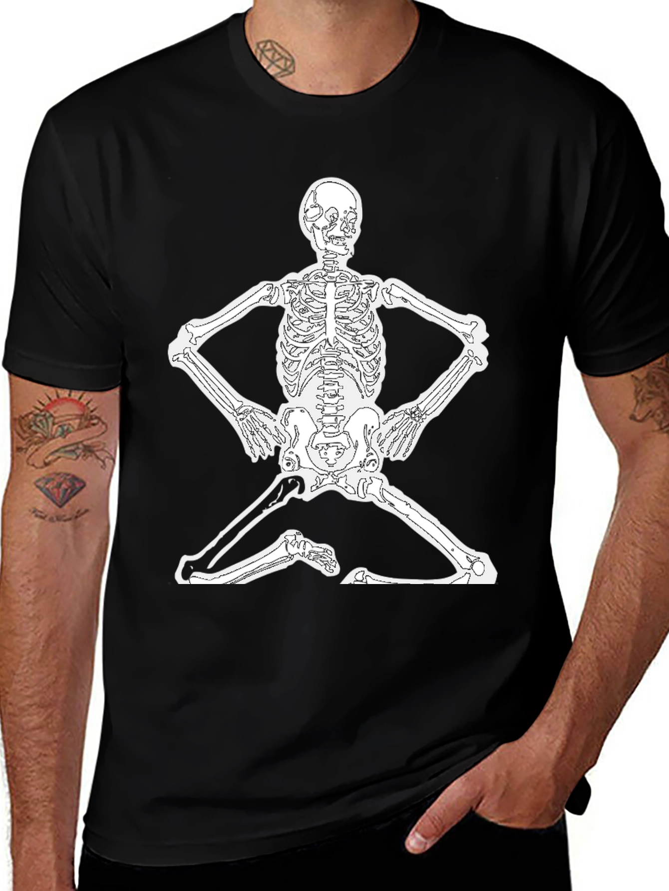 Variant 27 of Yoga Skeleton Black T-Shirt