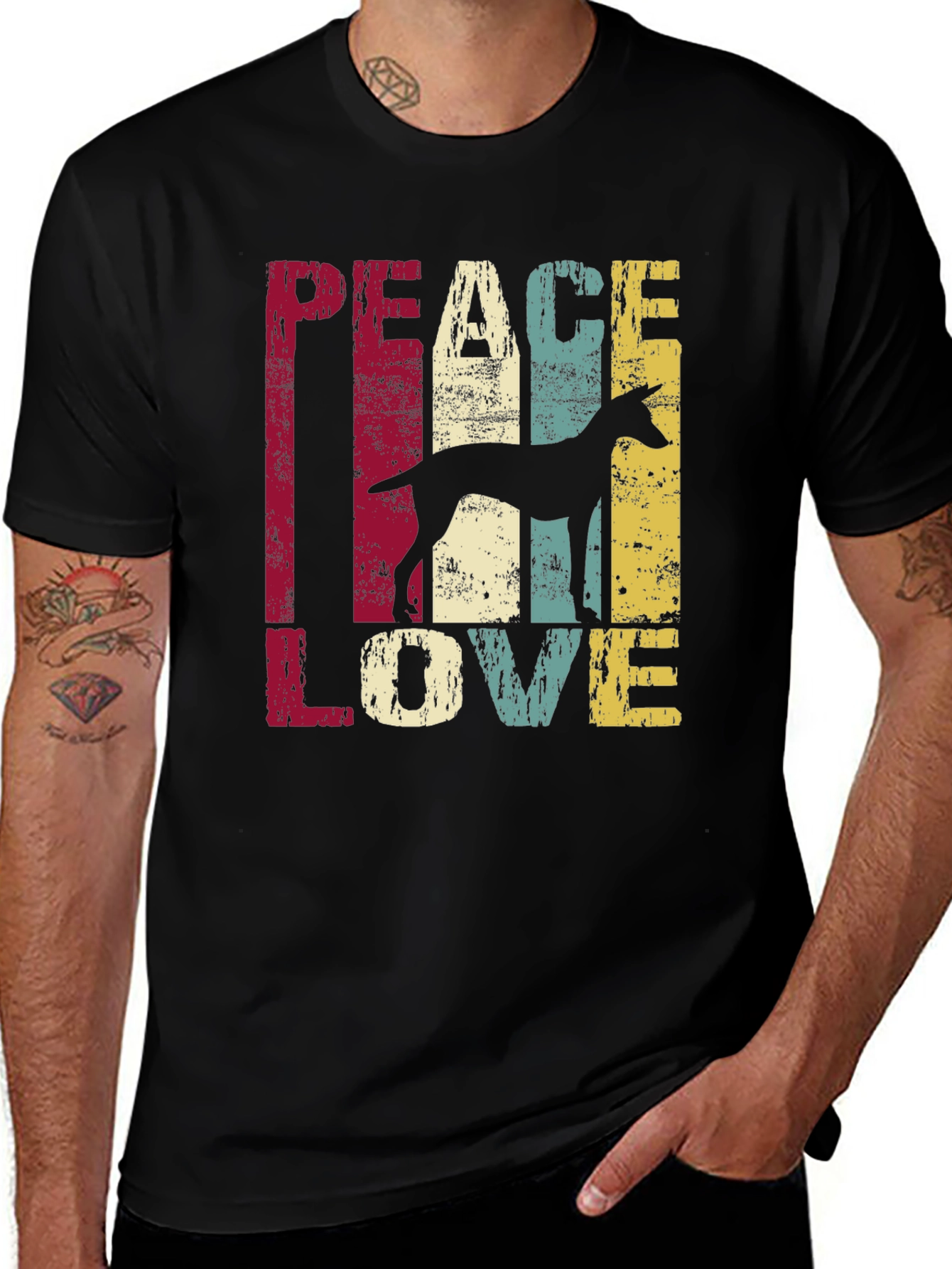 Peace Love Greyhound Dog T-Shirt - Retro Style