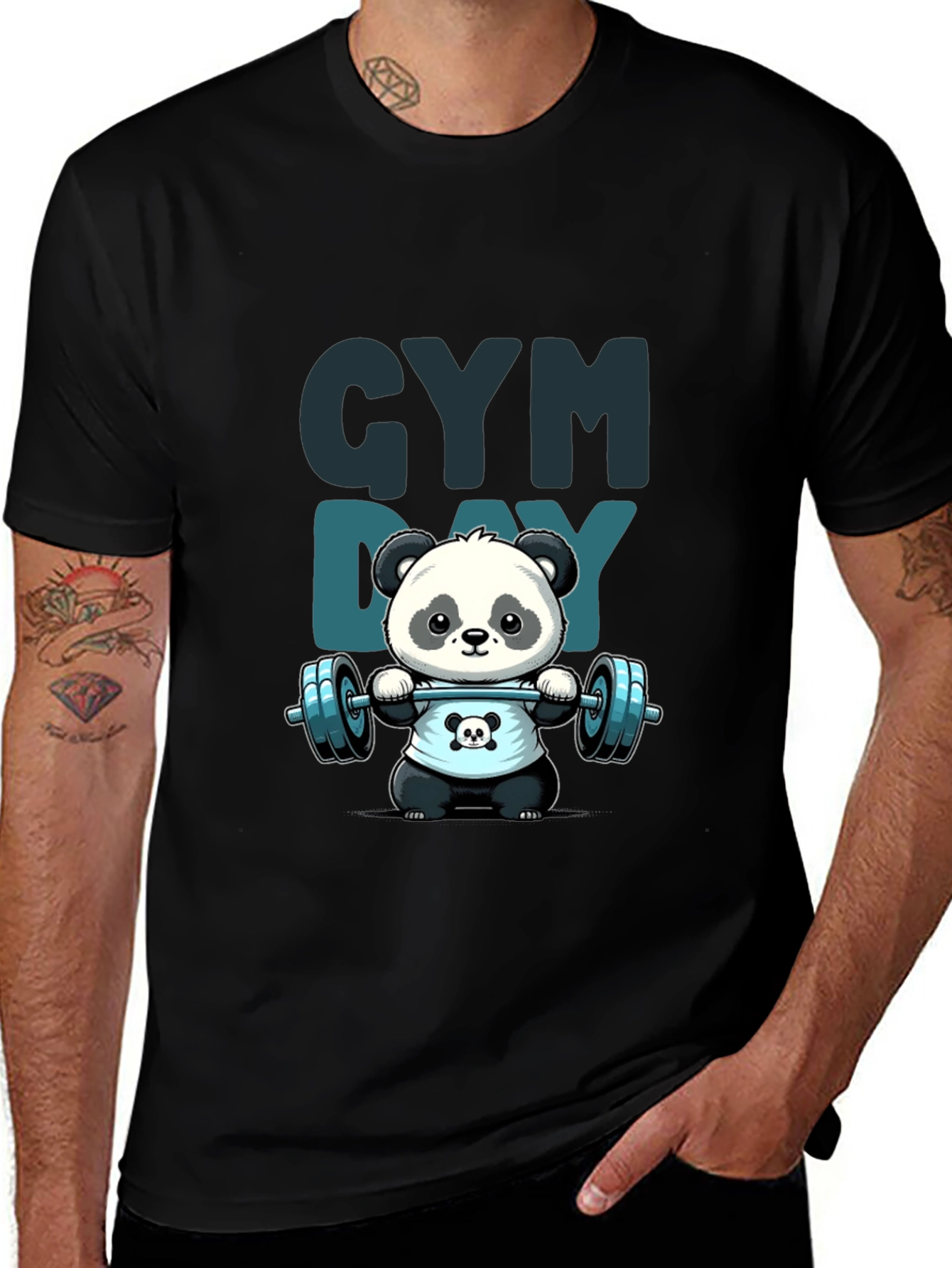 Variant 7 of Gym Day Panda T-Shirt - Workout Motivation