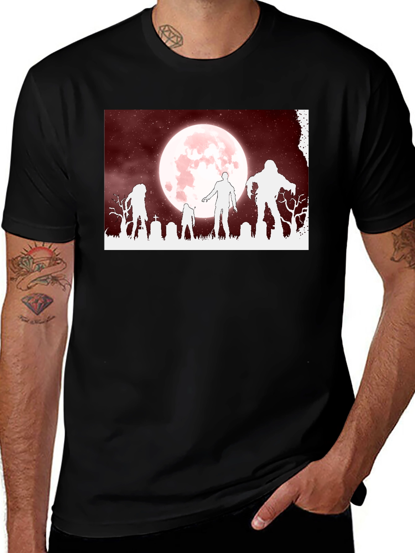 Variant 7 of Zombie Moon T-Shirt - Spooky Halloween Tee