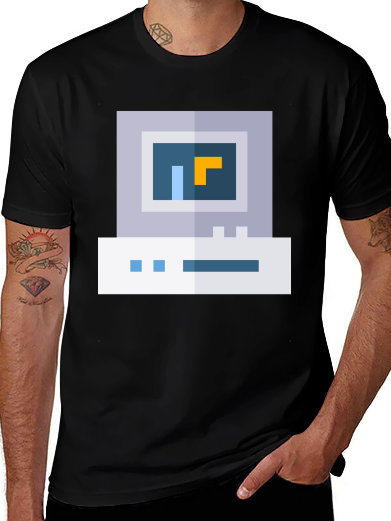 Variant 9 of Retro Pixel Computer Graphic Tee - Black