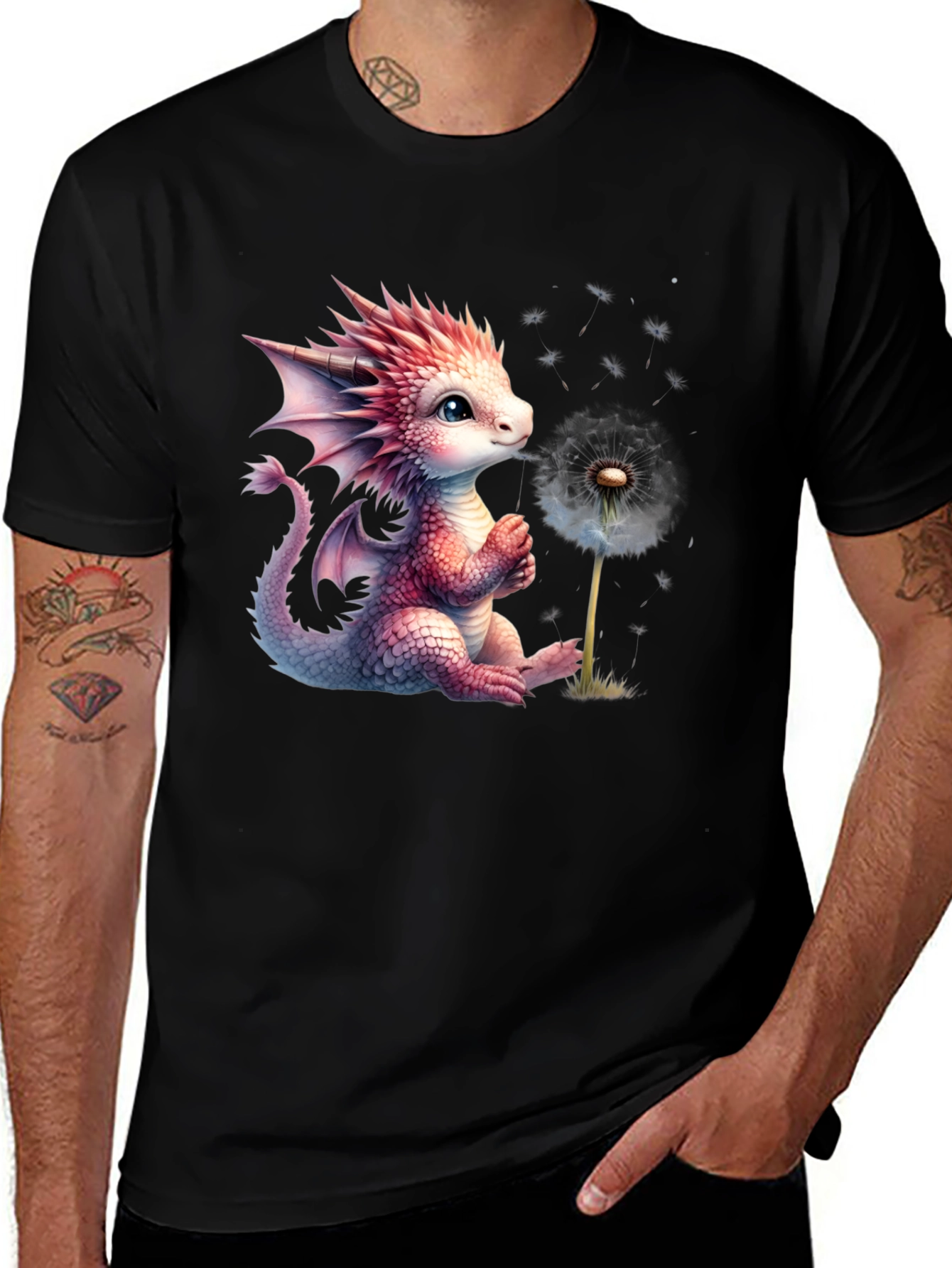 Variant 27 of Fantasy Dragon & Dandelion Graphic Tee