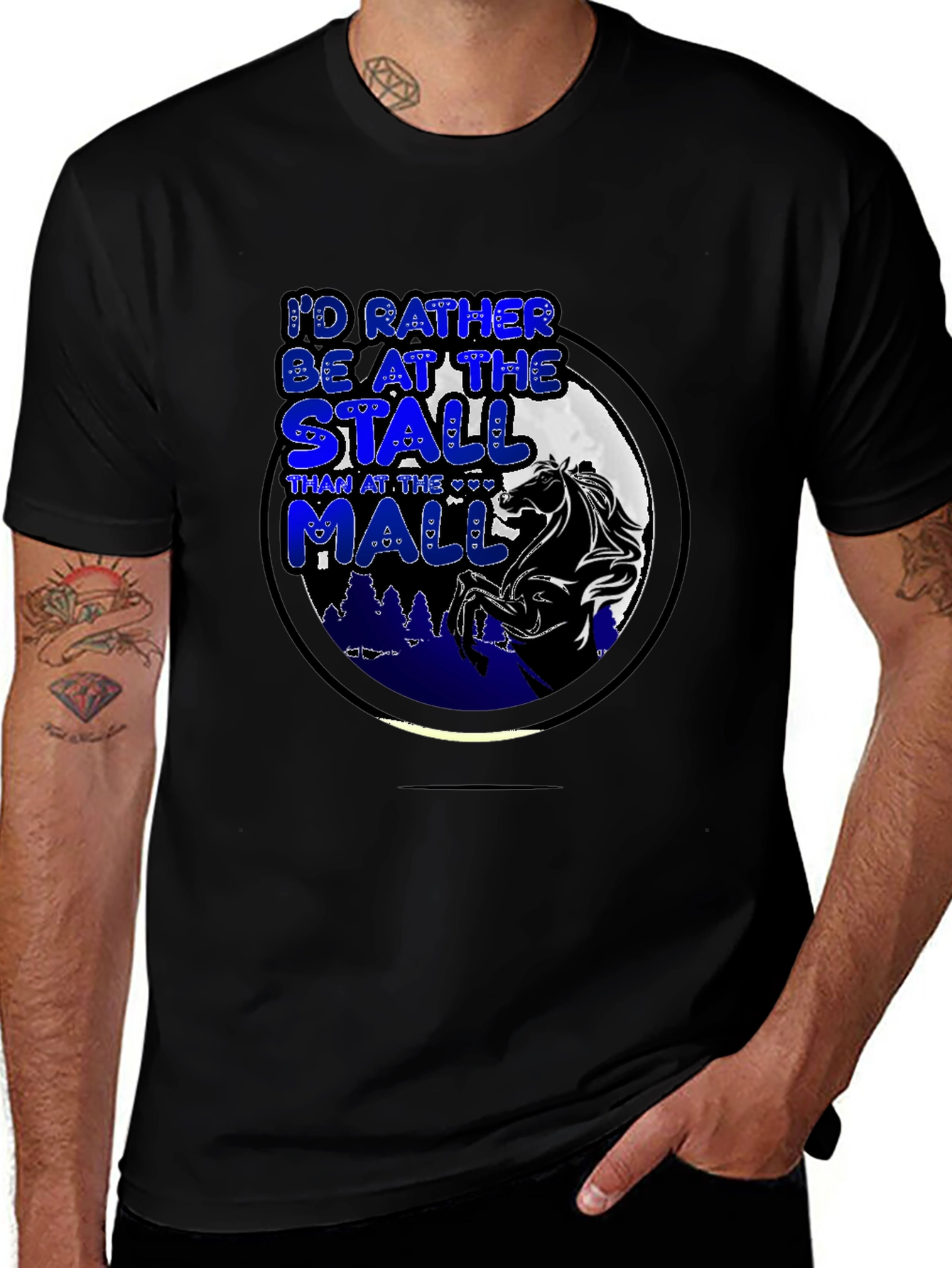 Black Horse Stall Over Mall Graphic Tee main image