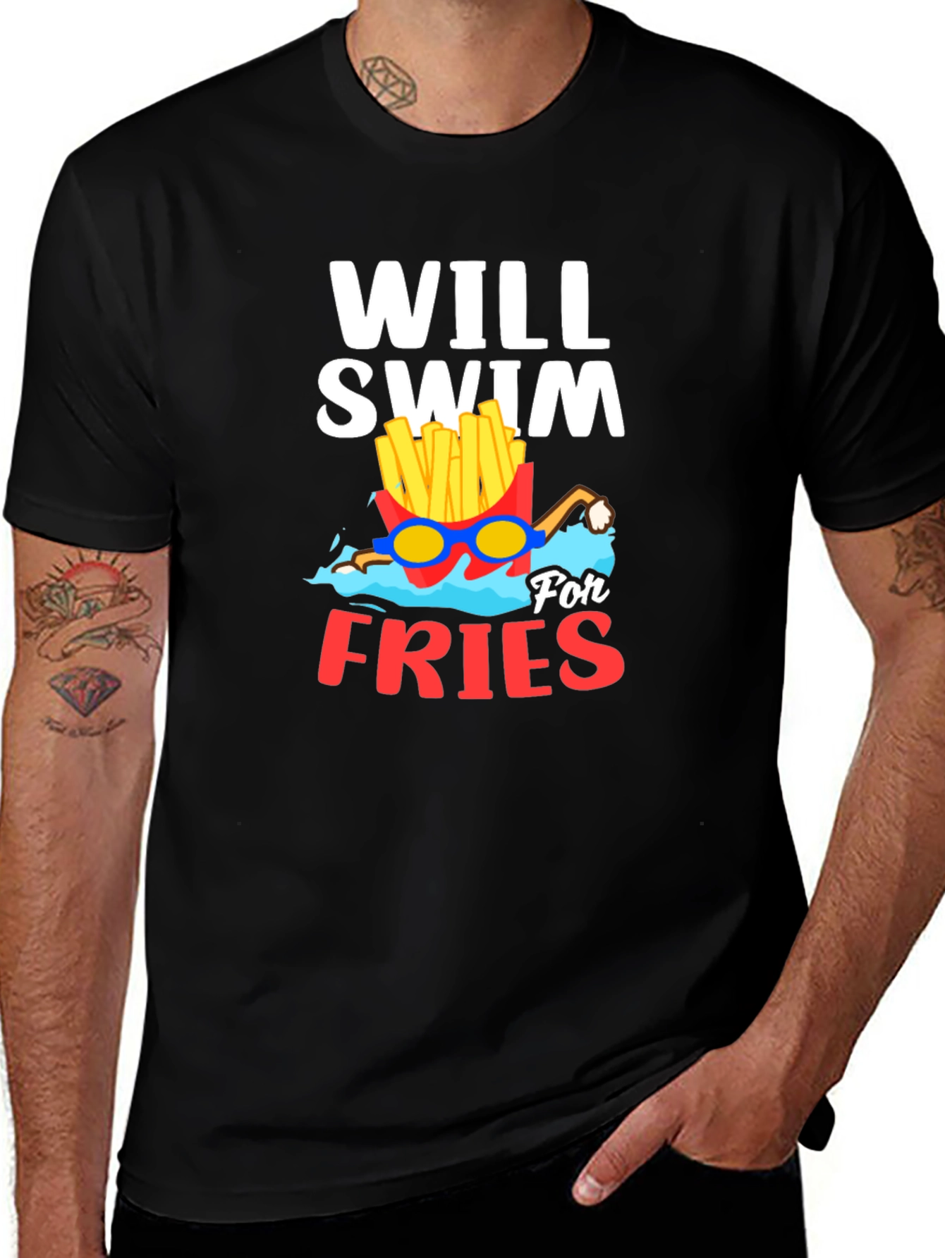 Variant 18 of Will Swim For Fries Graphic T-Shirt