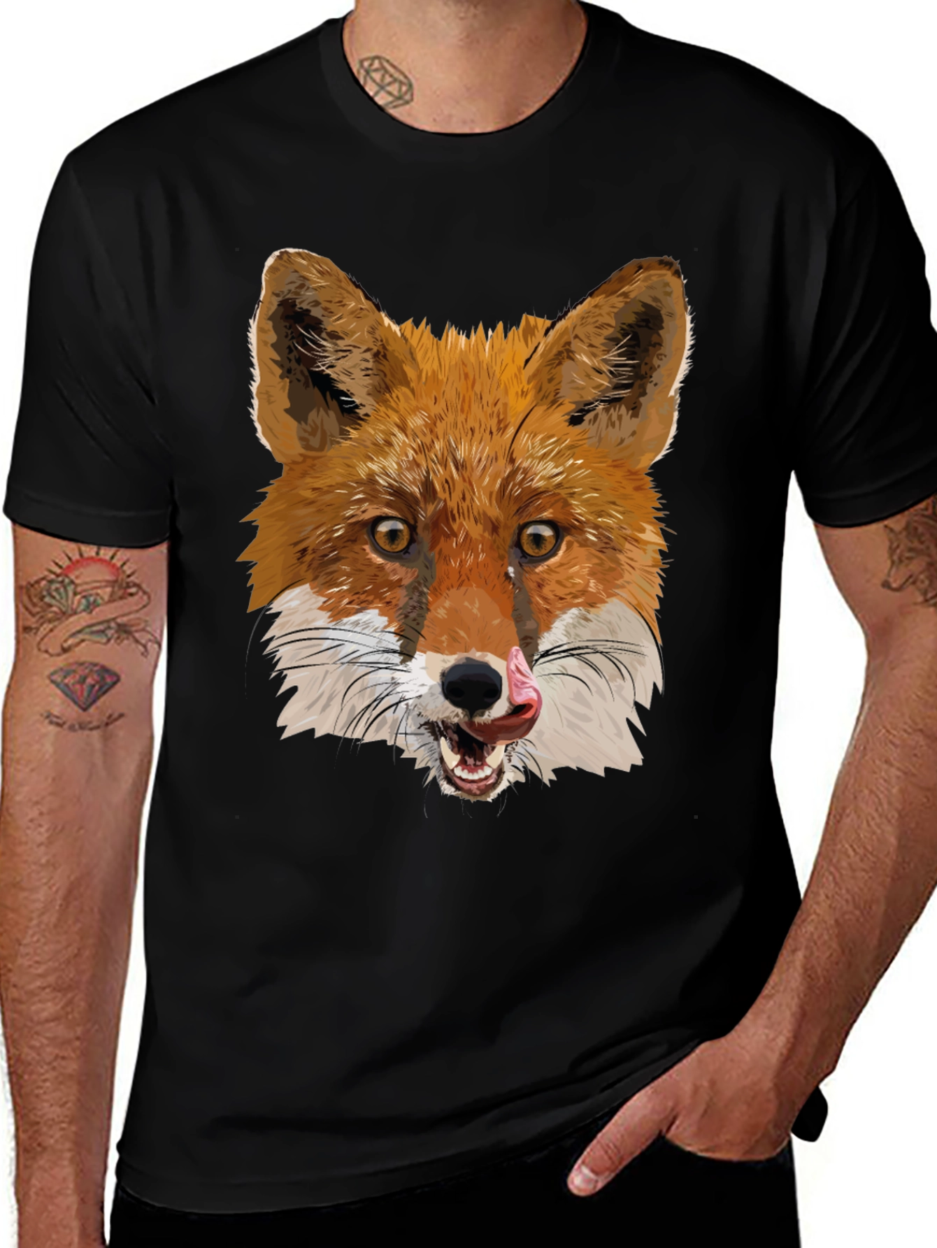 Variant 22 of Fox Graphic Black T-Shirt - Men's Crew Neck Tee