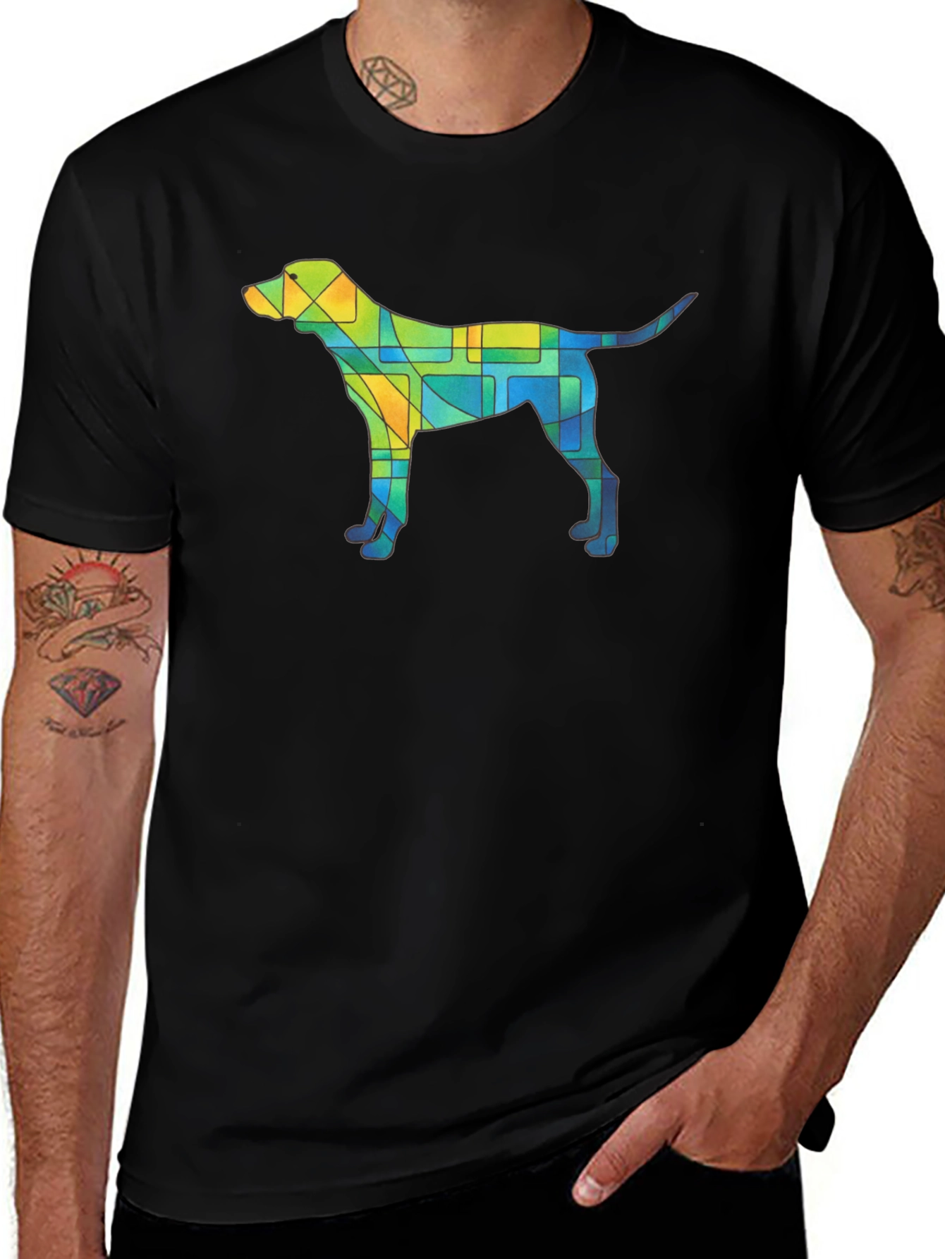 Variant 9 of Abstract Dog T-Shirt - Unique Geometric Canine Design