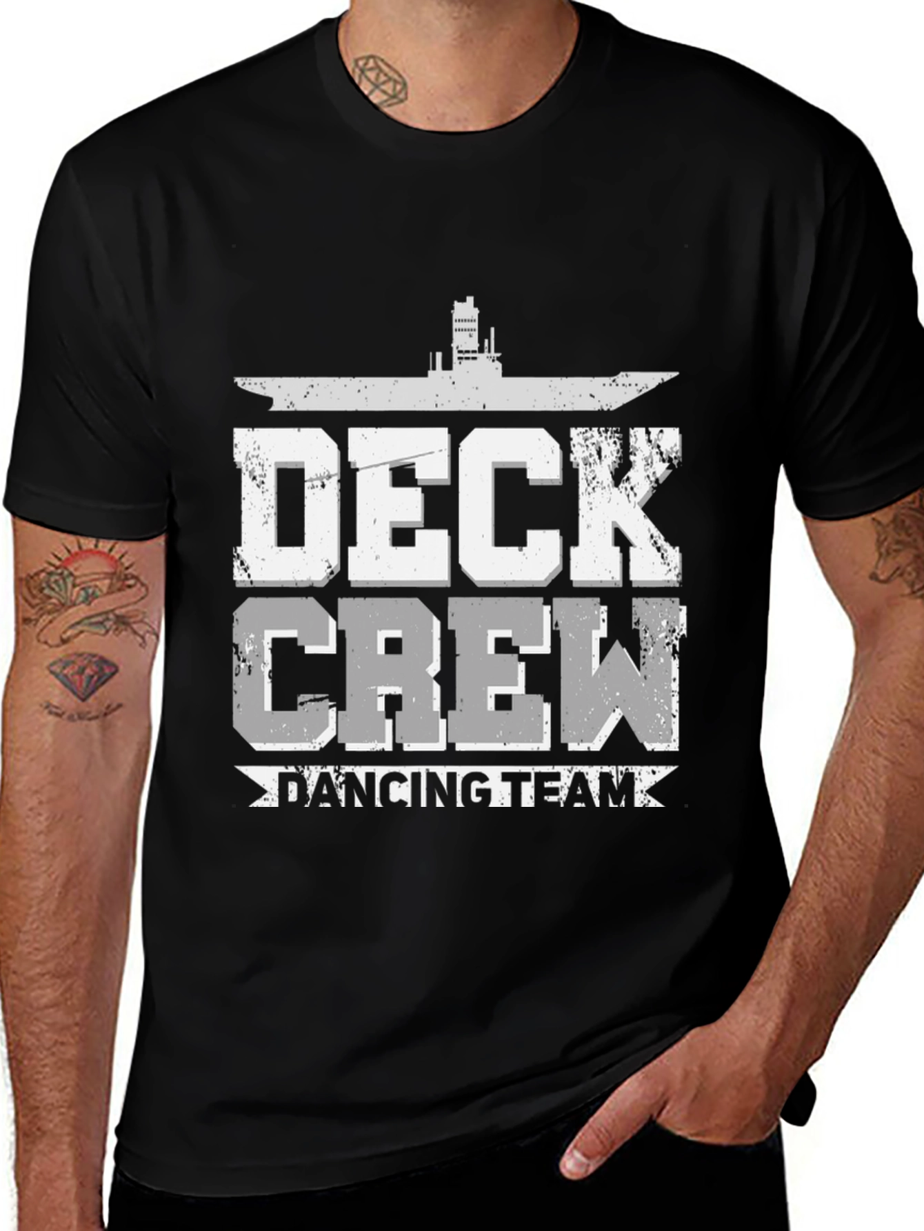 Variant 7 of Deck Crew Dancing Team Black Graphic Tee