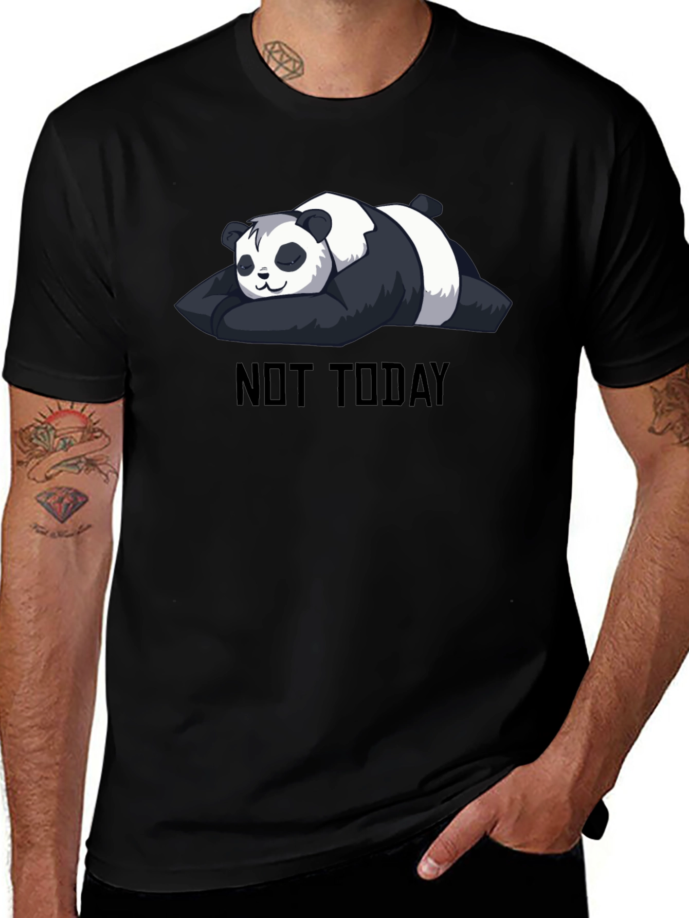 Not Today Panda T-Shirt - Black, Cute & Funny