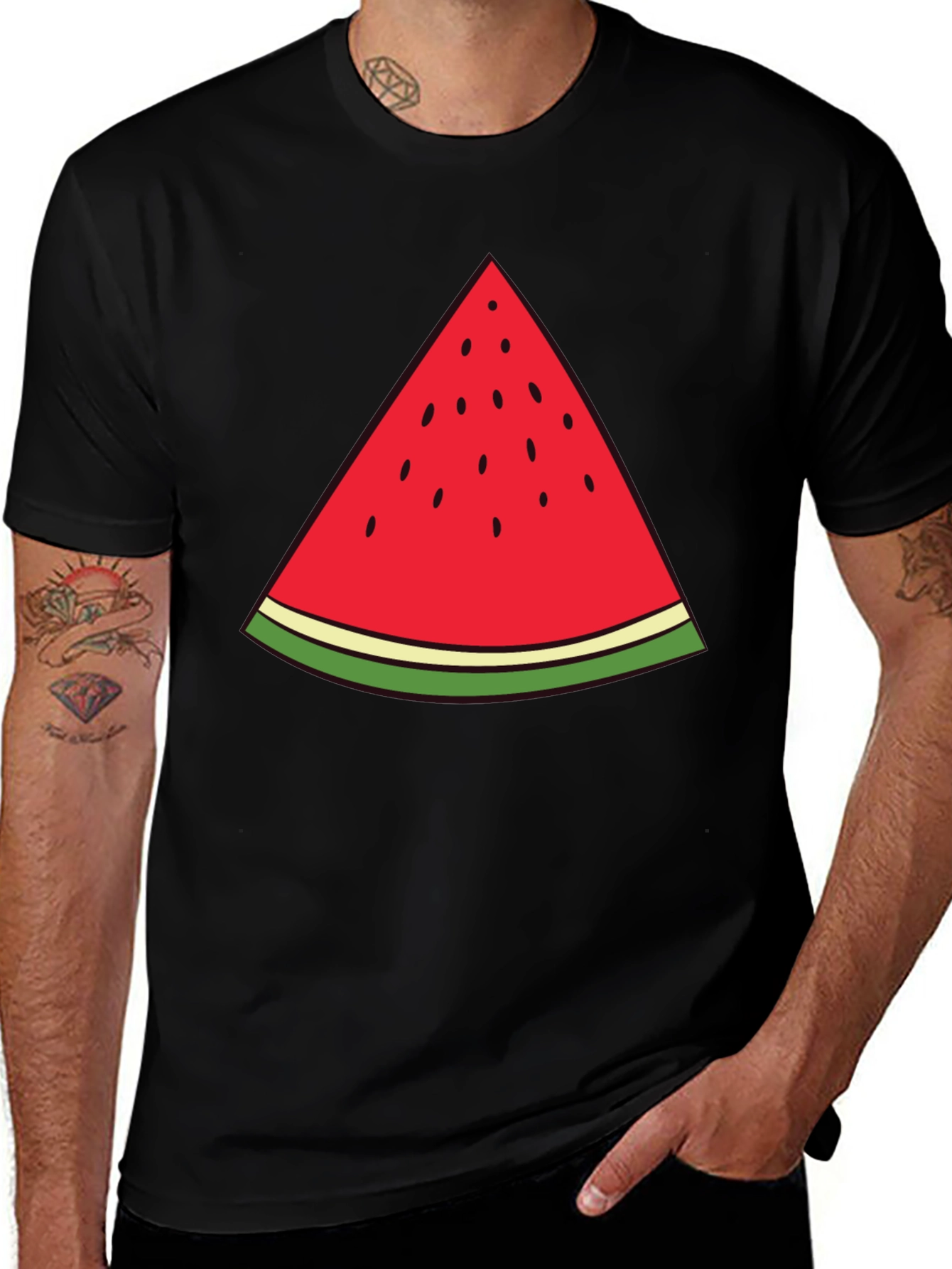 Variant 18 of Watermelon Slice Graphic Tee - Casual Black T-Shirt