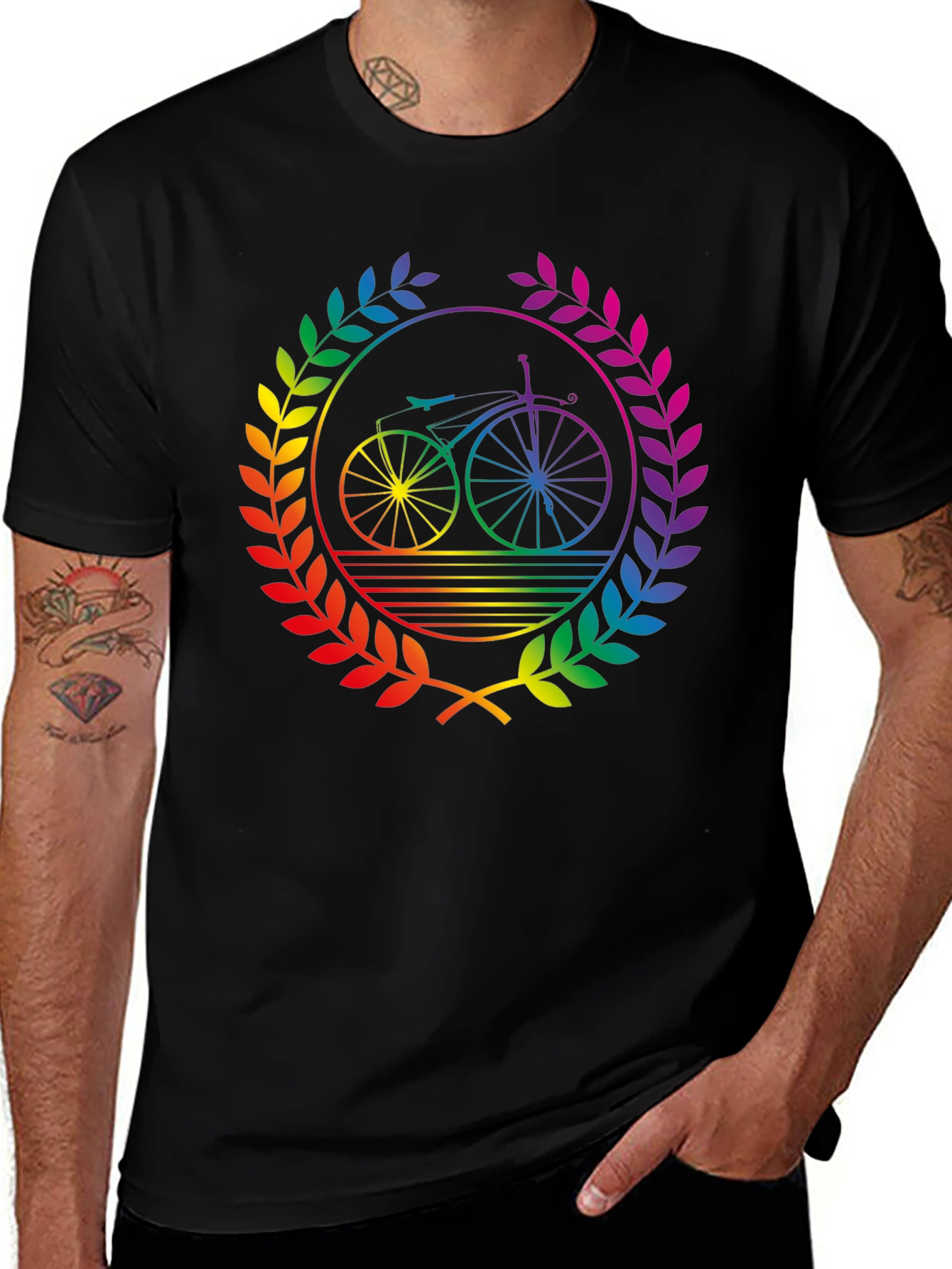 Variant 24 of Rainbow Bicycle Laurel Black T-Shirt
