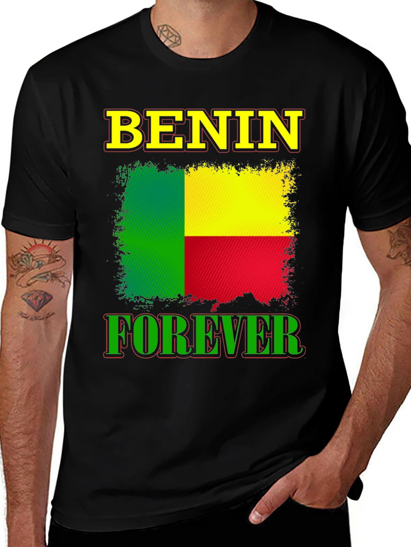 Benin Forever Graphic Tee - Patriotic Benin Flag T-Shirt
