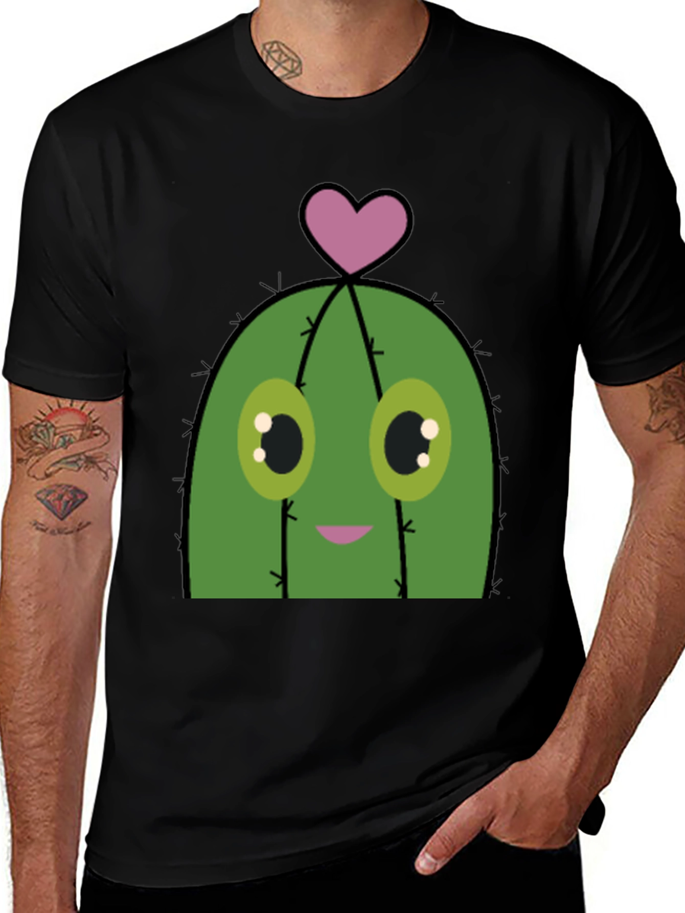 Variant 2 of Cactus Love Graphic T-Shirt - Black Cotton Tee