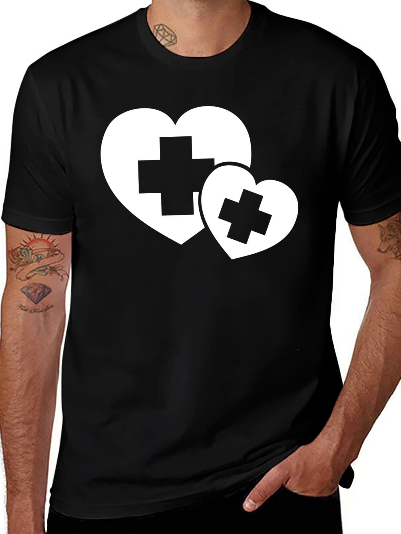 Variant 7 of Heart Plus Graphic Tee - Medical Love Shirt