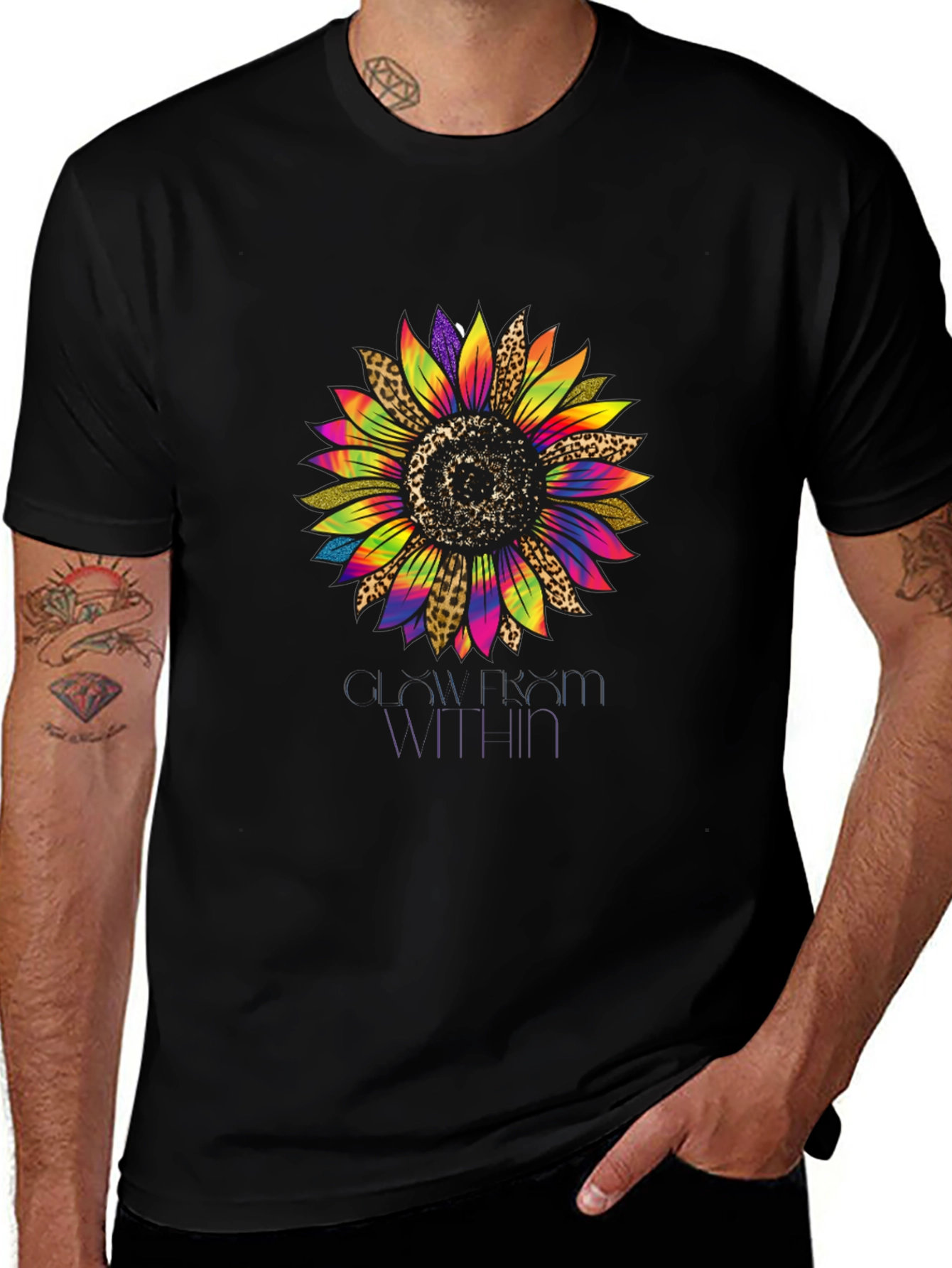 Variant 16 of Radiant Sunflower Graphic Tee - Black
