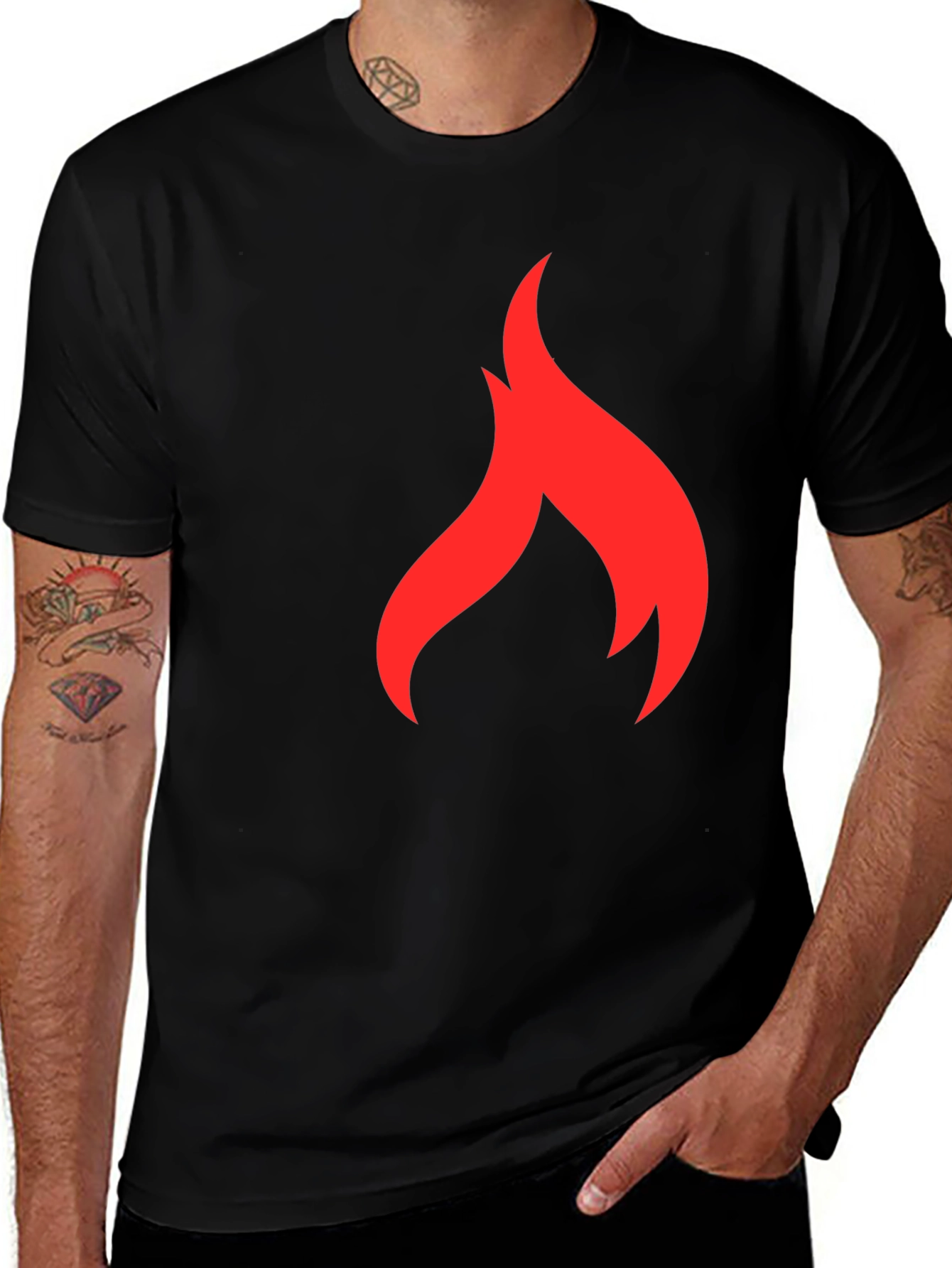 Variant 2 of Red Flame Graphic Black T-Shirt