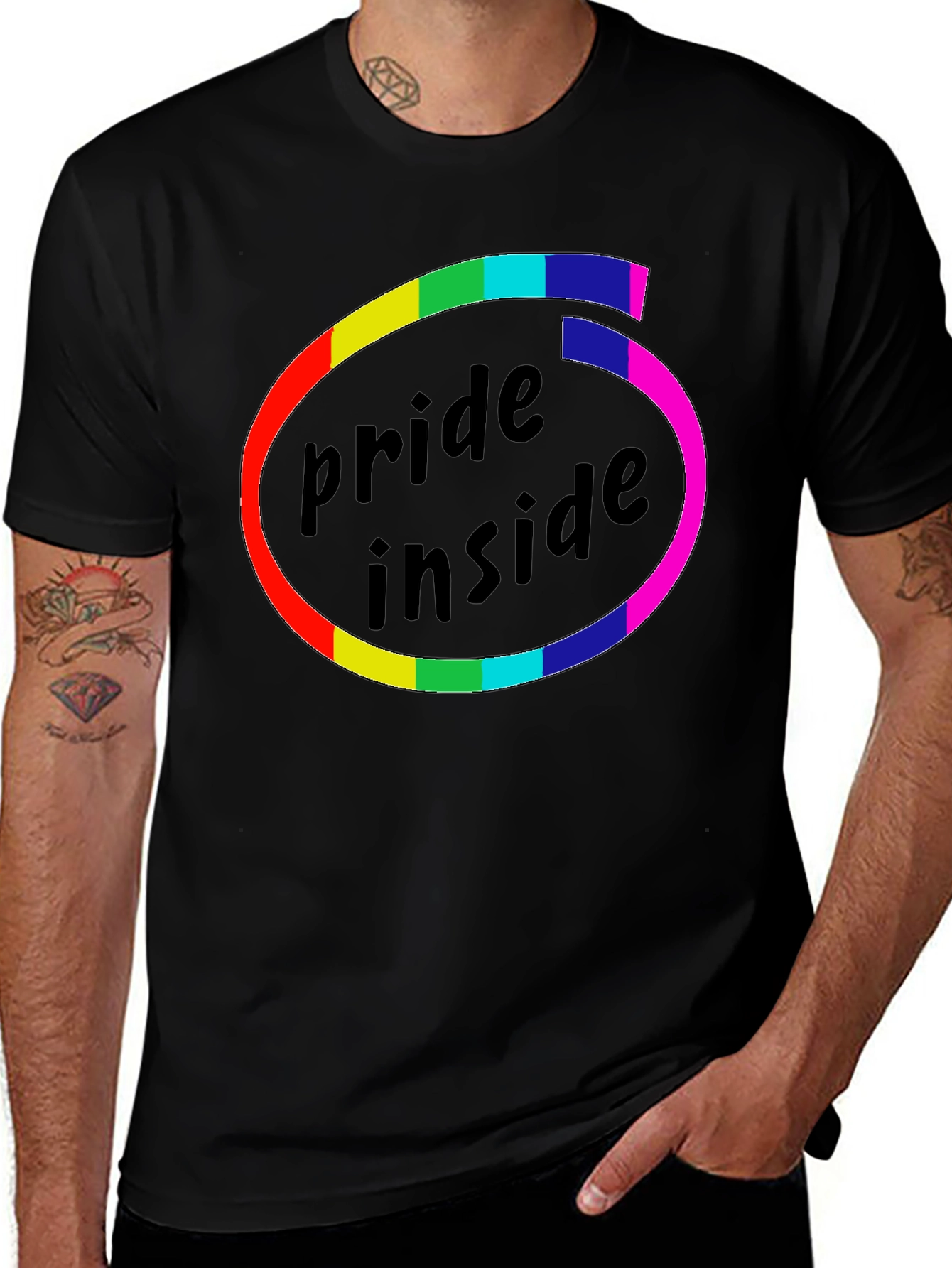 Variant 25 of Pride Inside Rainbow Circle Black T-Shirt