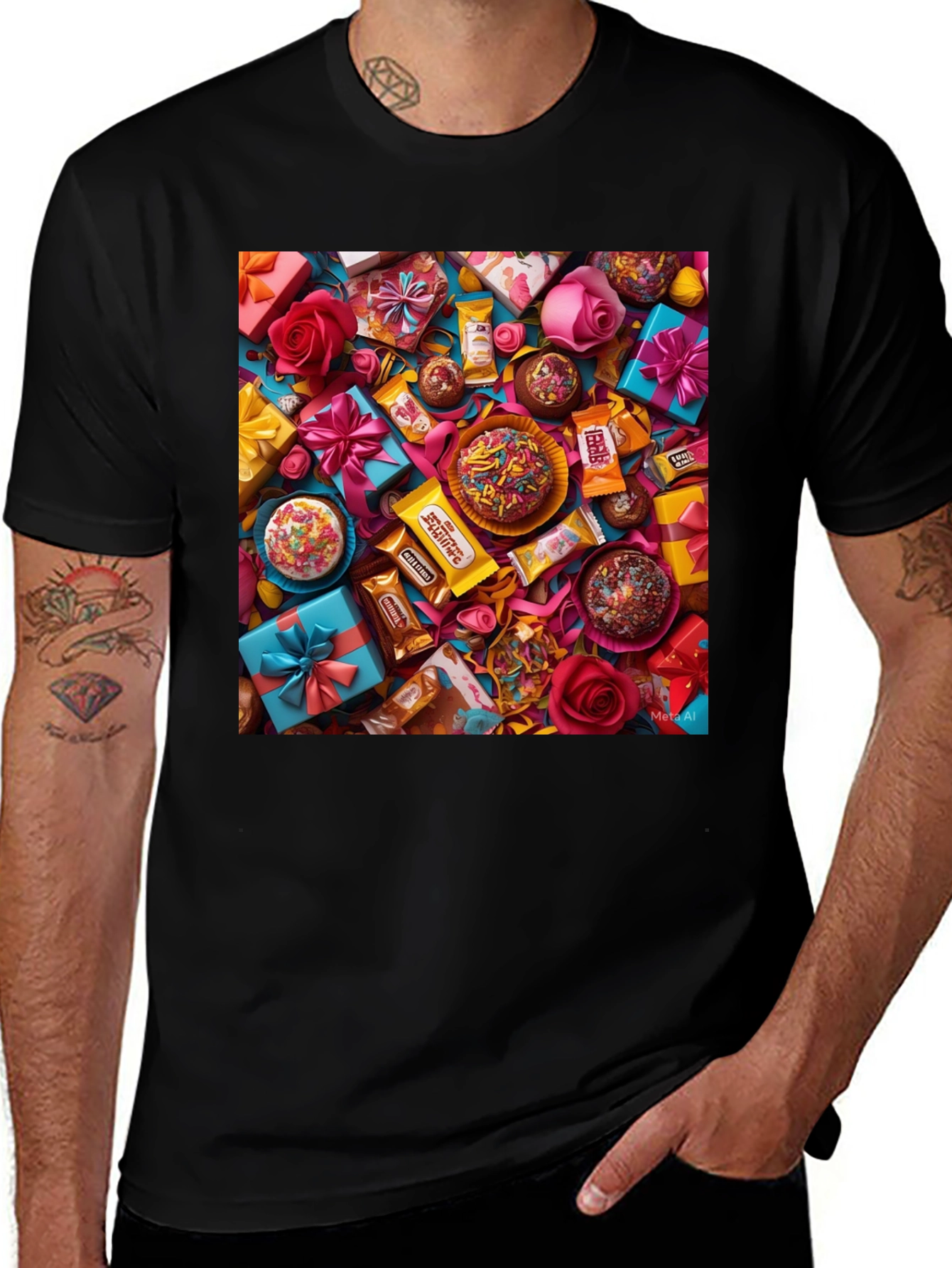 Variant 28 of Sweet Treats T-Shirt: Gifts, Roses, Candy