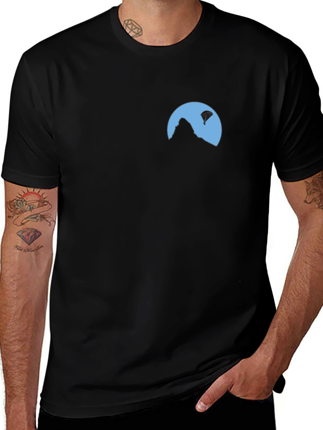 Variant 30 of Mountain Paragliding Graphic Tee - Black