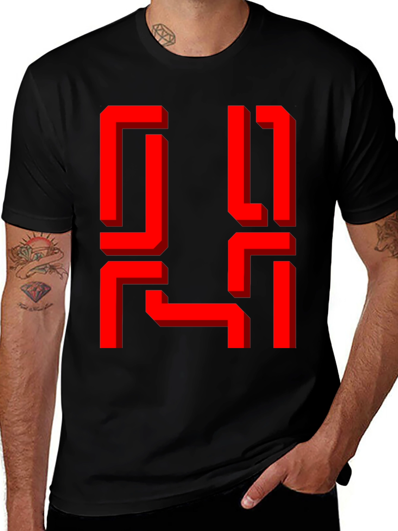 Variant 7 of Retro Geometric Graphic Tee - Black