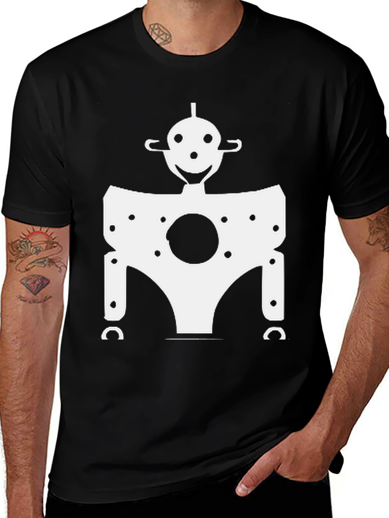 Variant 17 of Retro Robot Graphic Black T-Shirt