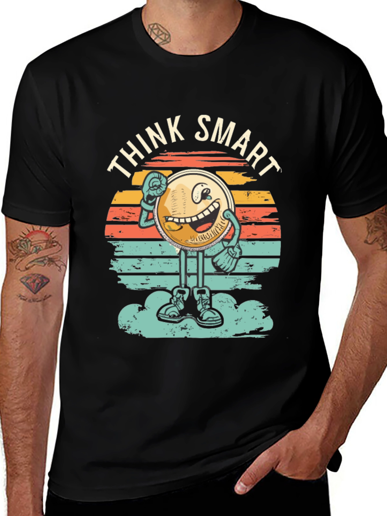 Variant 17 of Think Smart Graphic Tee - Retro Style