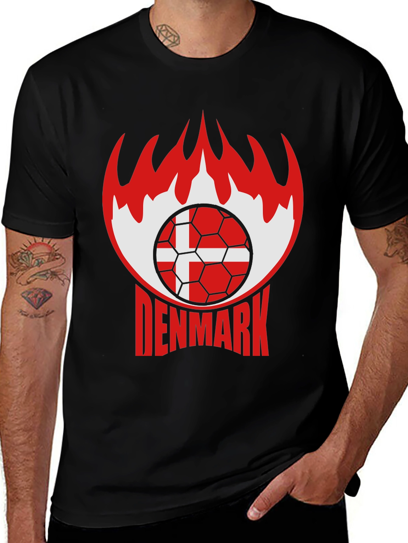 Denmark Soccer T-Shirt - Flame Design