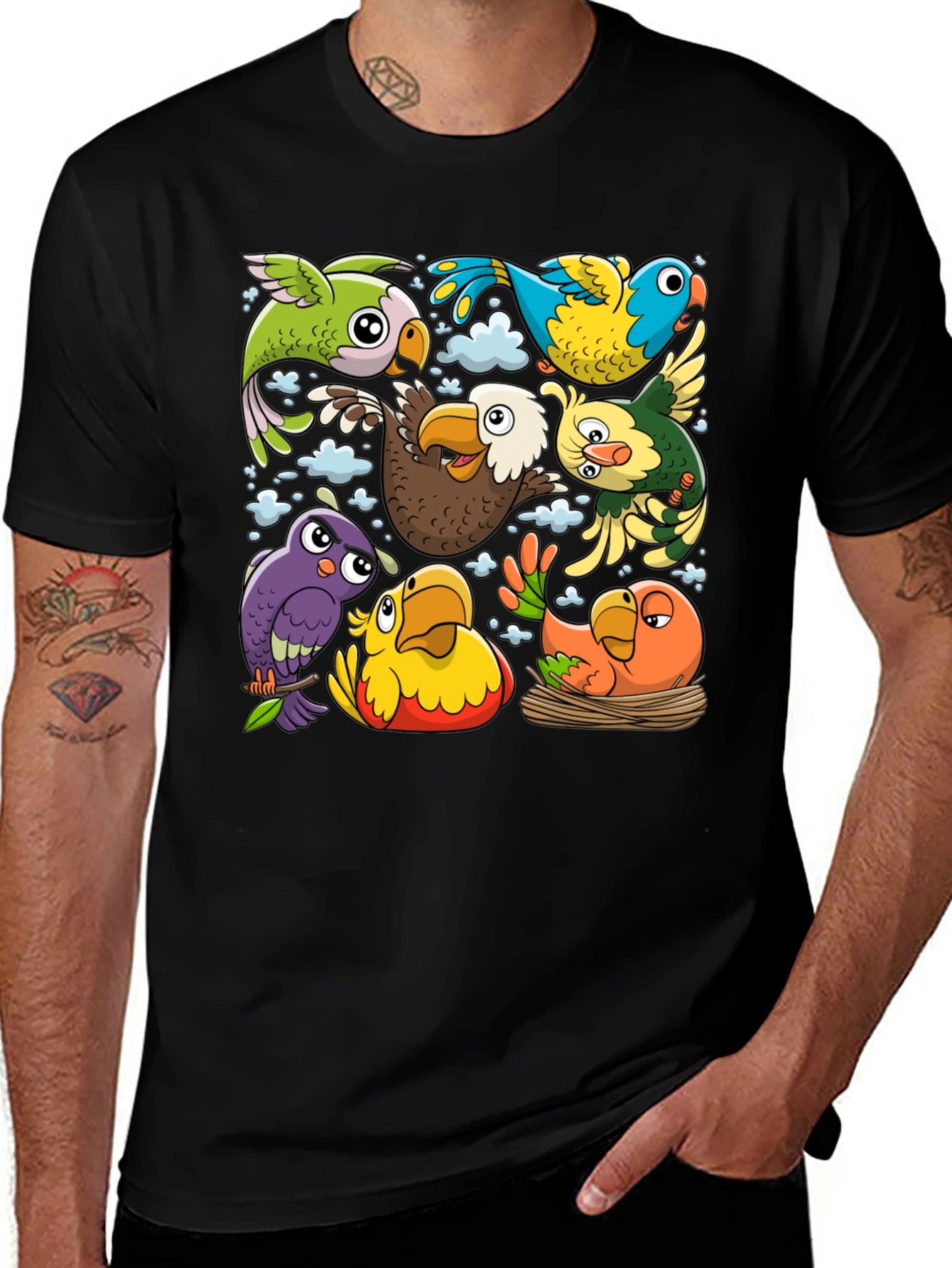 Variant 20 of Cartoon Birds Graphic Tee
