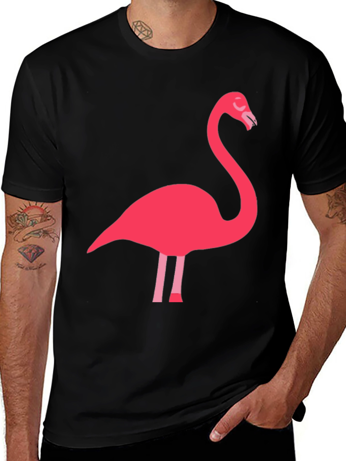 Variant 2 of Cool Flamingo Graphic Print Black Tee Shirt