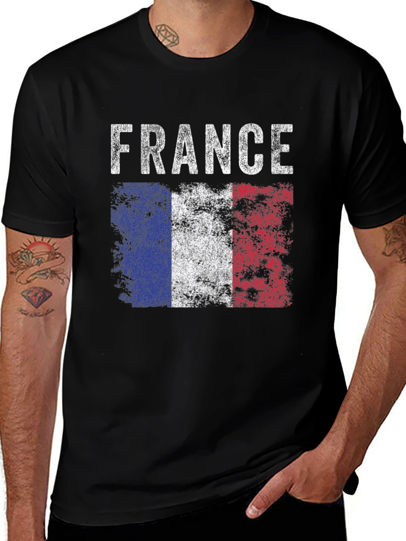 France Flag Grunge Graphic T-Shirt