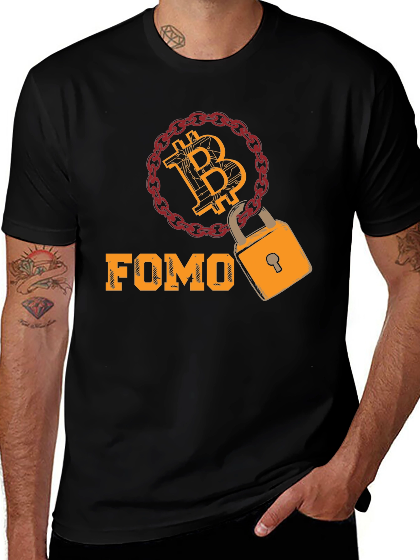 Variant 25 of FOMO Bitcoin Crypto Black Graphic Tee